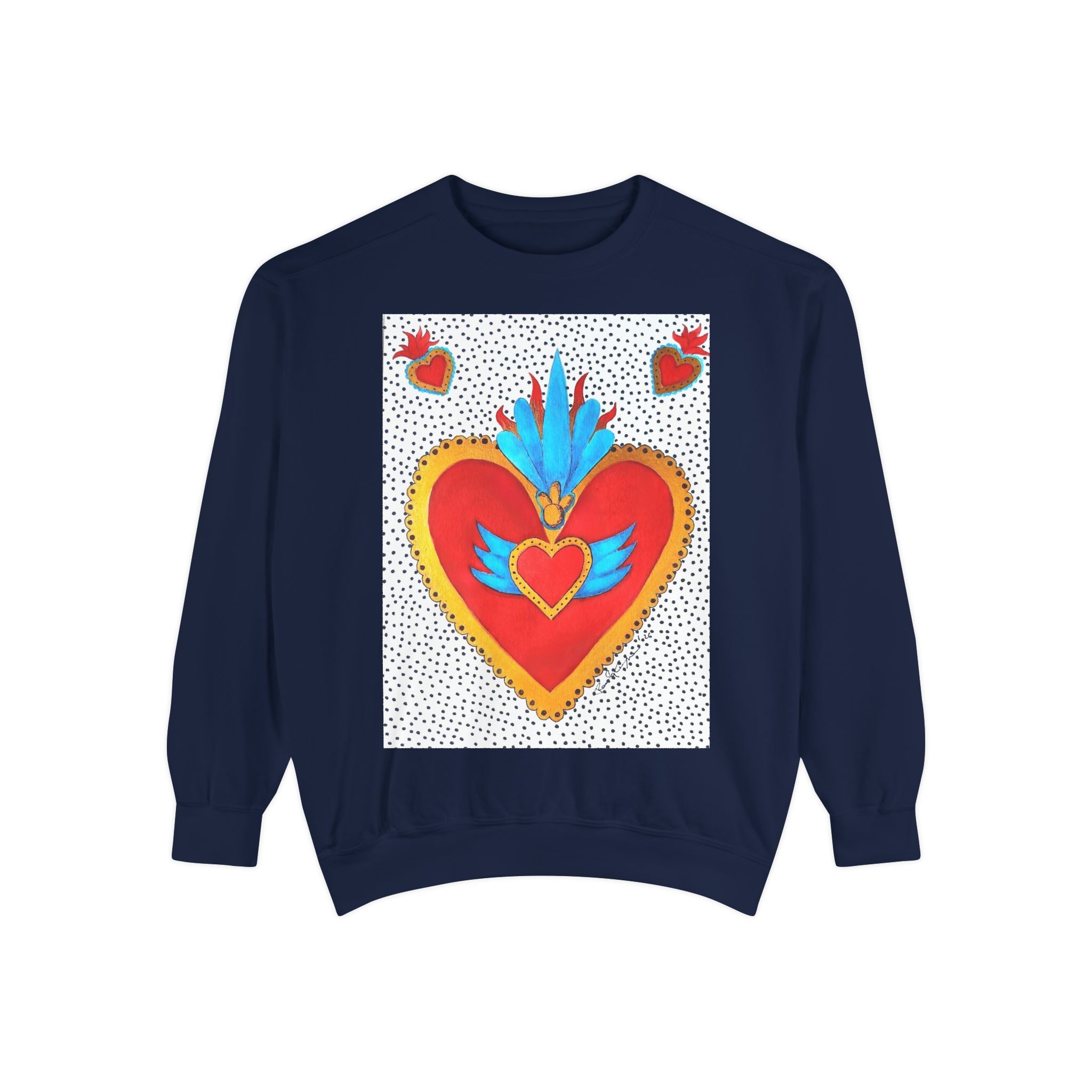 Sweat-shirt Sacré-Cœur — Col rond Cœur d'art populaire coloré