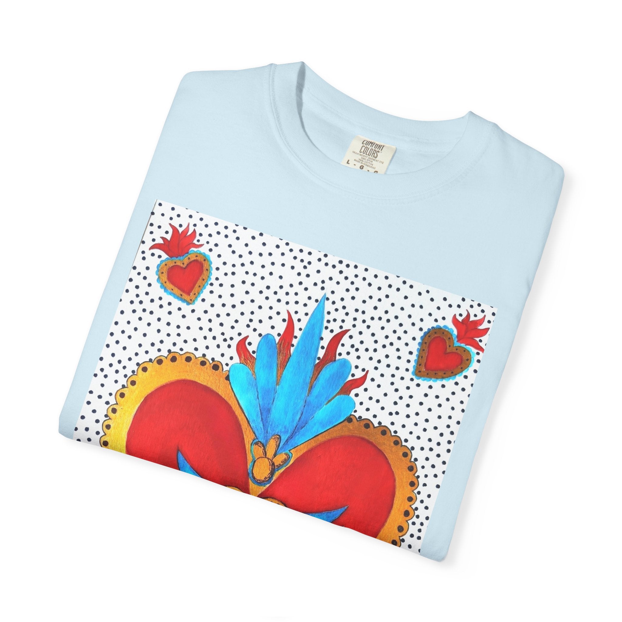 T-shirt Cœur Sacré ailé — Motif d'art populaire mexicain coloré