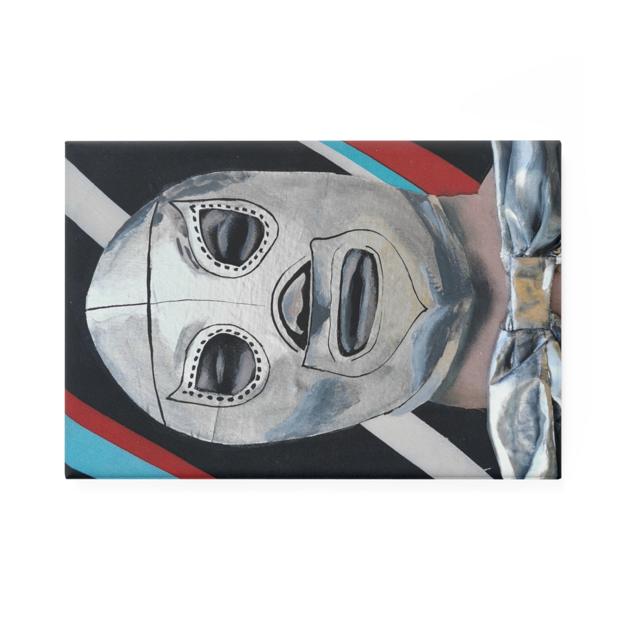 "El Santo" Luchador Mask Rectangular Magnet — Retro Mexican Wrestling Fridge Magnet
