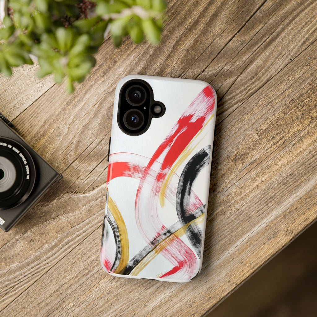 Tough Cases — Abstract Red & Black Brushstroke Phone Case by Paola Capon