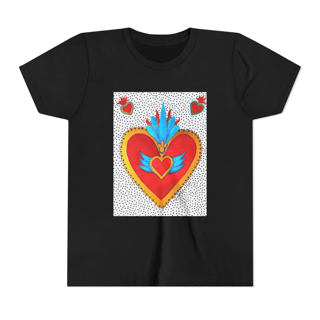 Youth Tee — Colorful Sacred Heart Graphic Kids Shirt