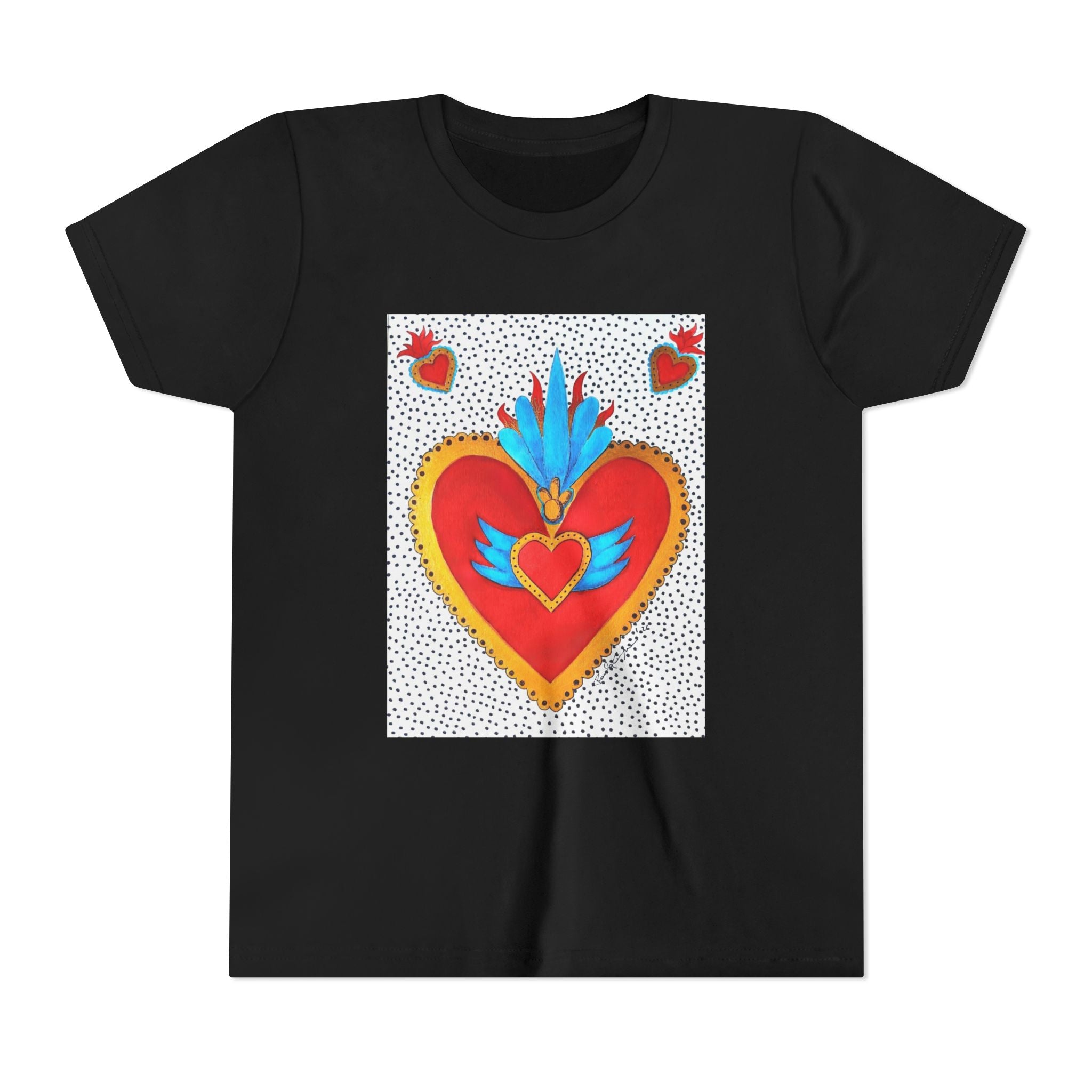Youth Tee — Colorful Sacred Heart Graphic Kids Shirt
