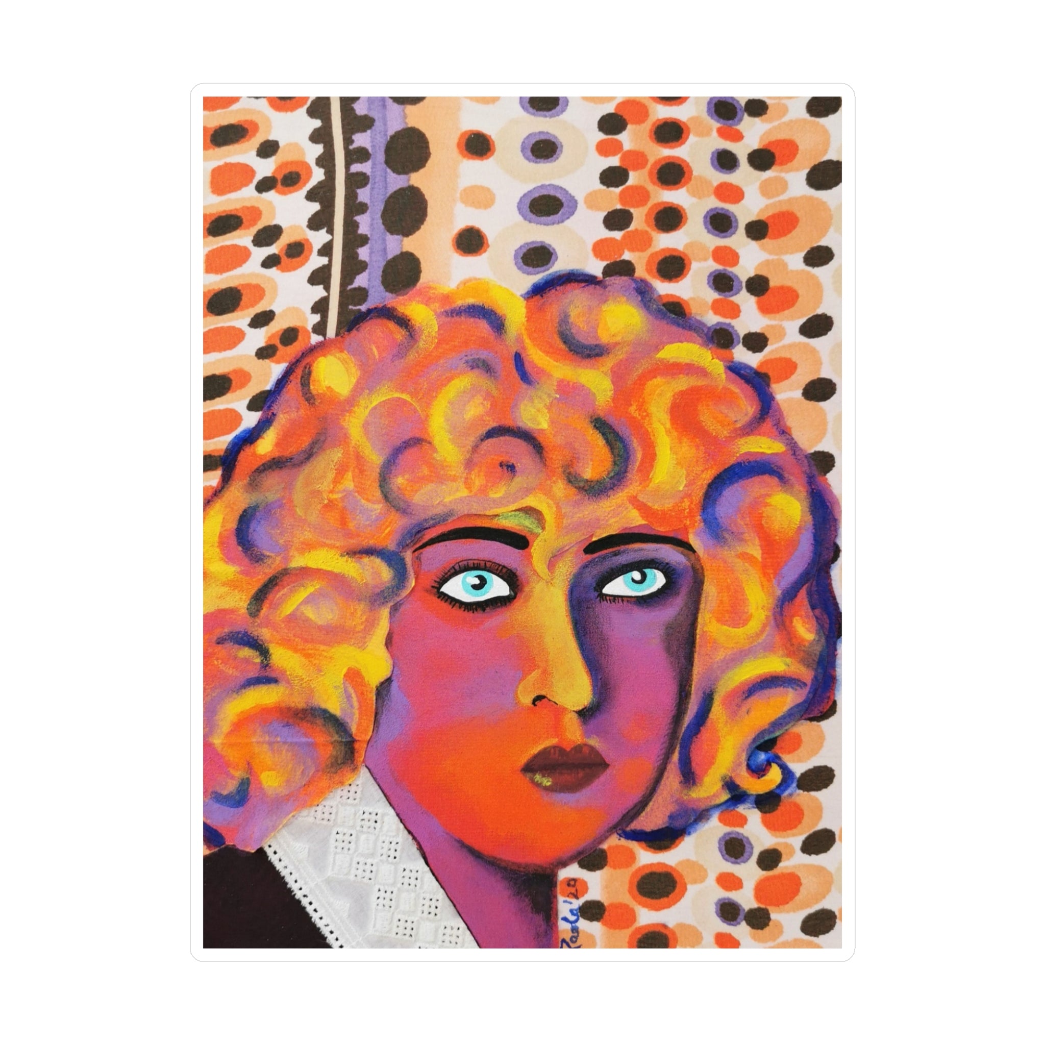 Retro Pop Art Face Vinyl Sticker – Kiss-Cut Decorative Decal