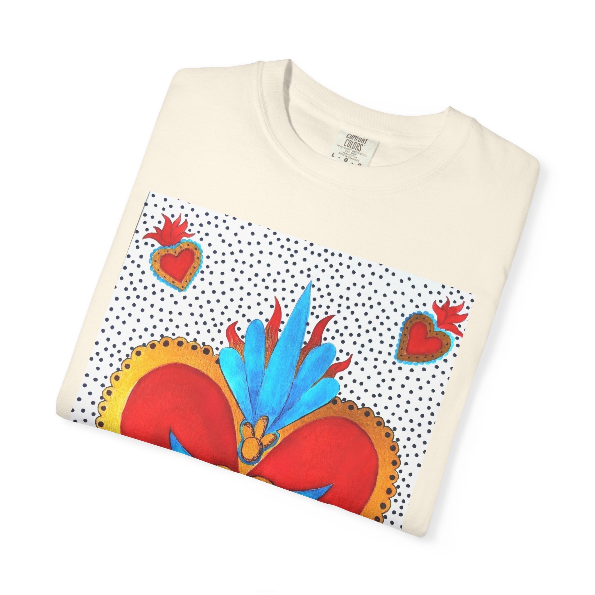 T-shirt Cœur Sacré ailé — Motif d'art populaire mexicain coloré