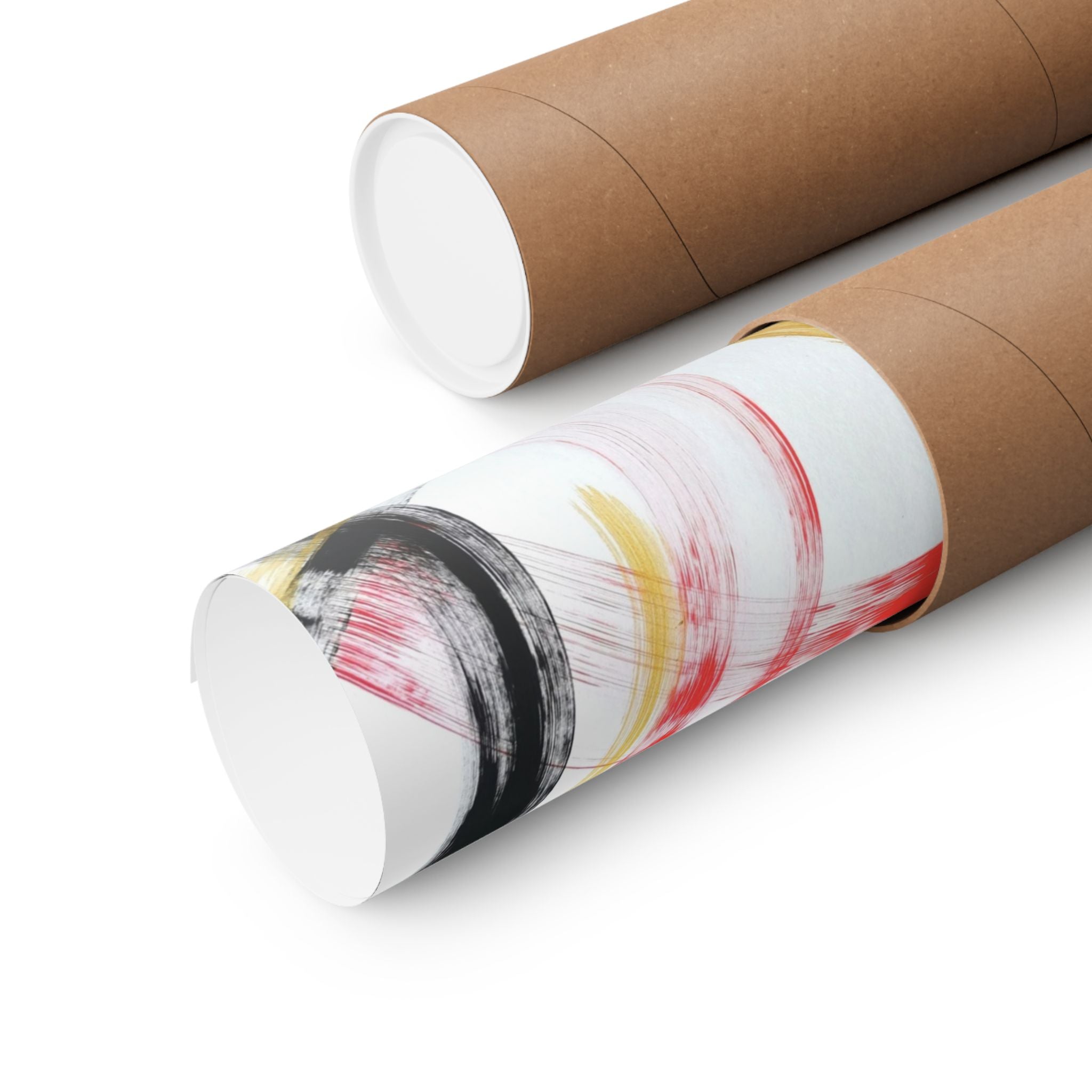 Abstract Brushstroke Matte Poster — Red, Black & Gold Vertical Wall Art