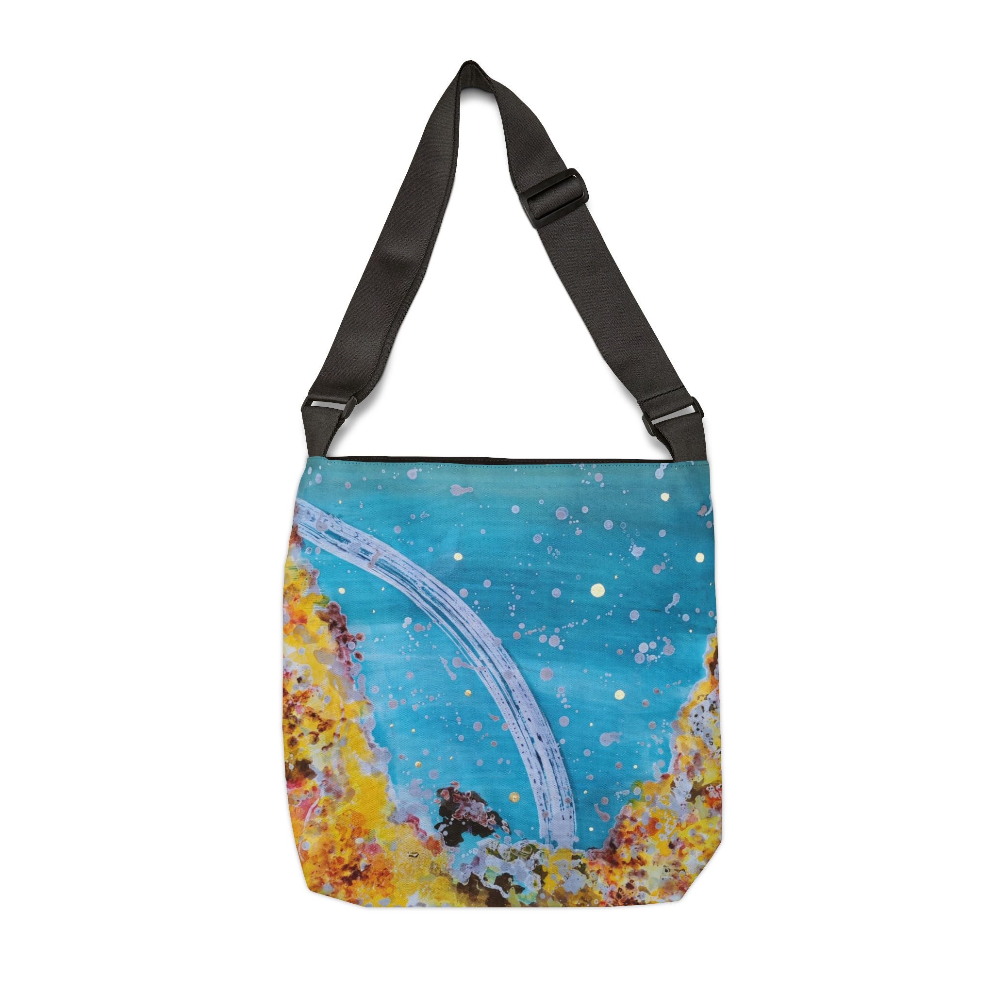 Ocean Bridge Adjustable Tote Bag — Whimsical Blue Seascape Shoulder Bag