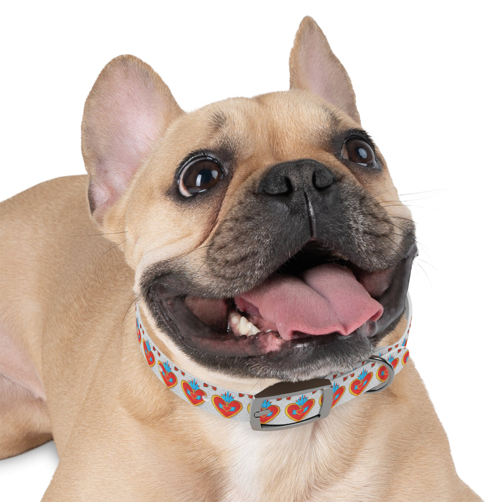 Collier pour chien motif Sacré-Cœur — Motif cœur coloré d'art populaire pour animaux de compagnie