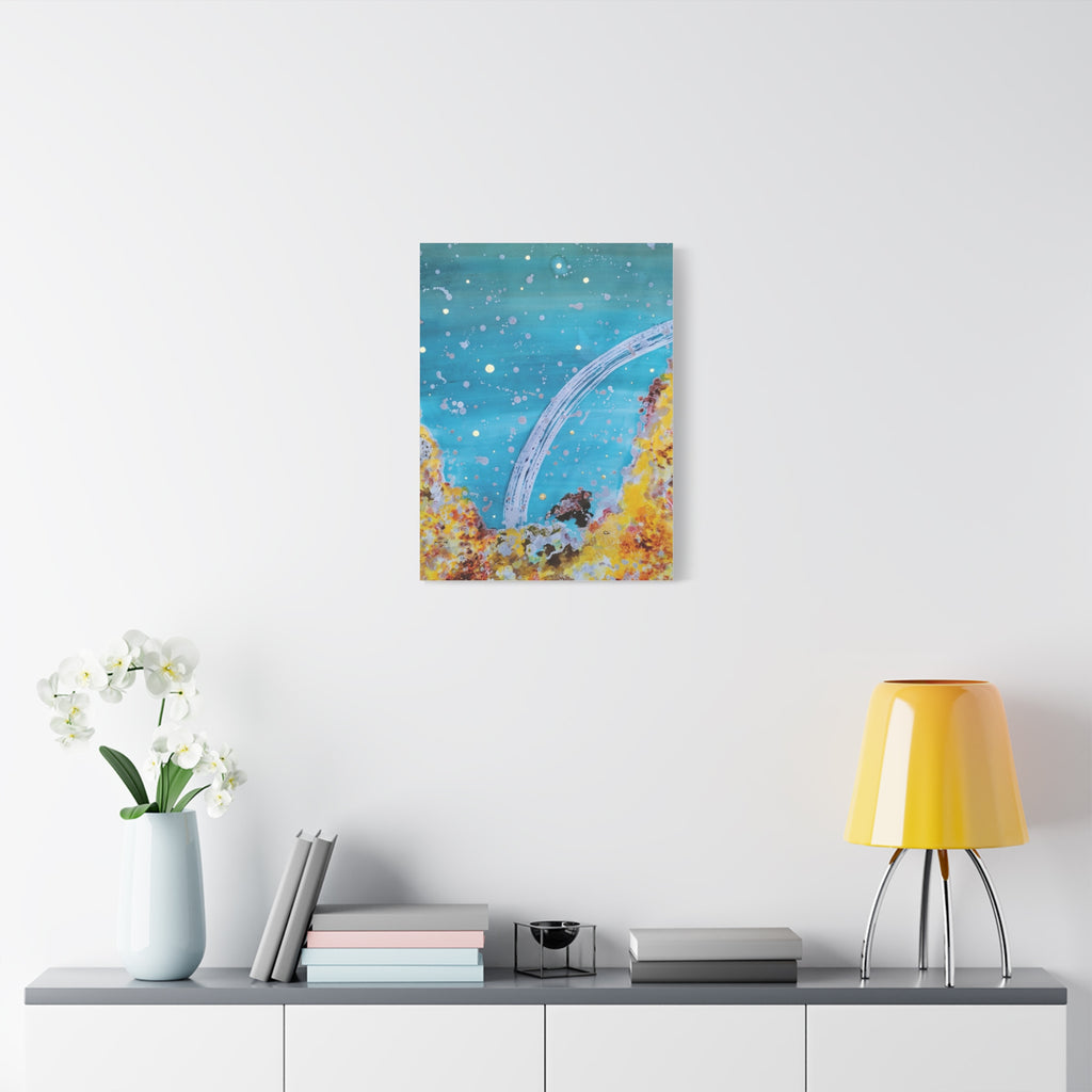 Abstract Ocean Arch Canvas - Teal & Gold Wall Art