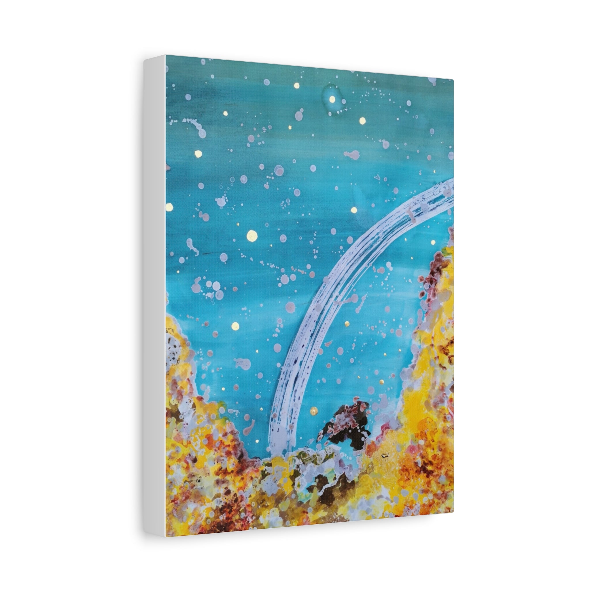 Abstract Ocean Arch Canvas - Teal & Gold Wall Art
