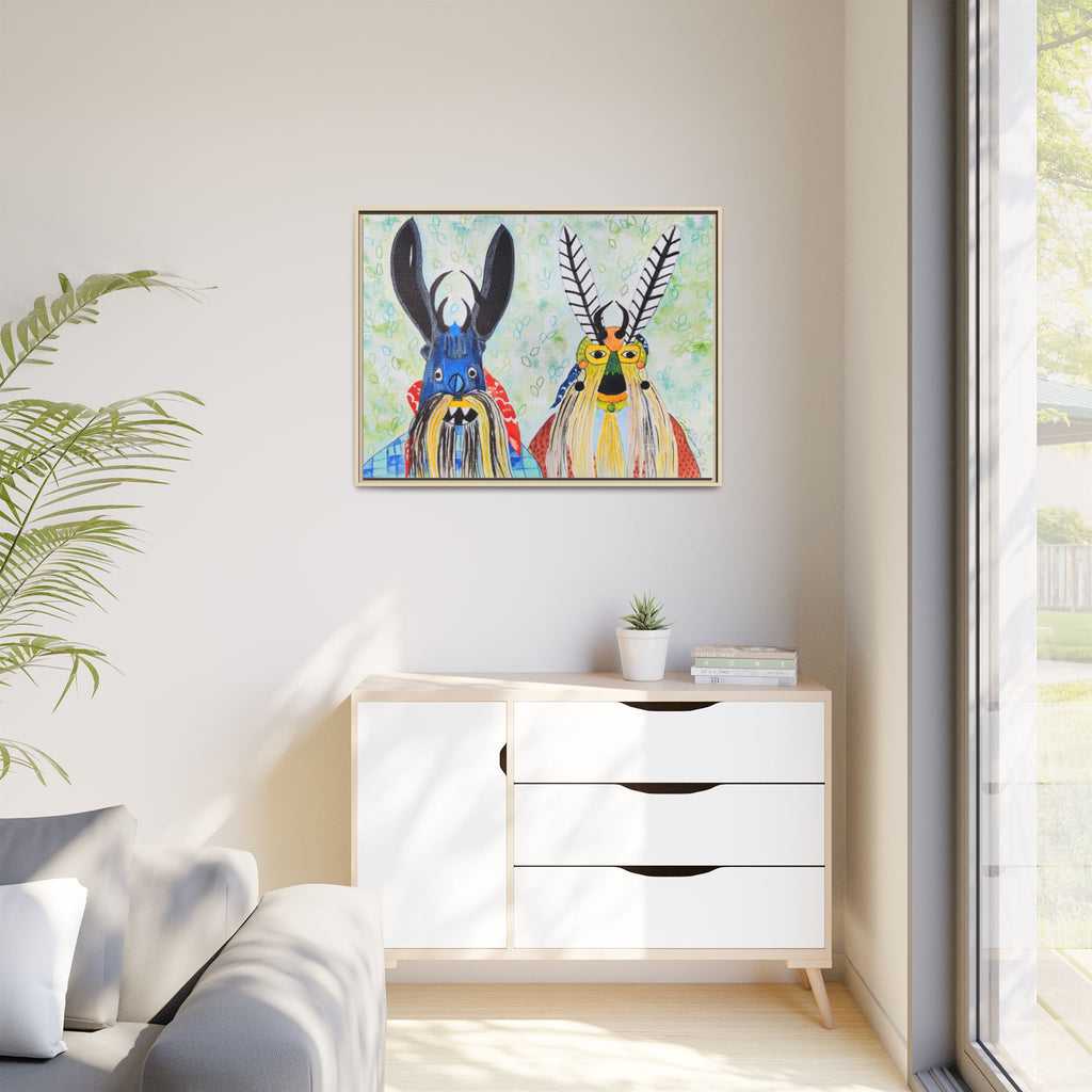 Colorful Folk Mask Matte Canvas Print (Framed)