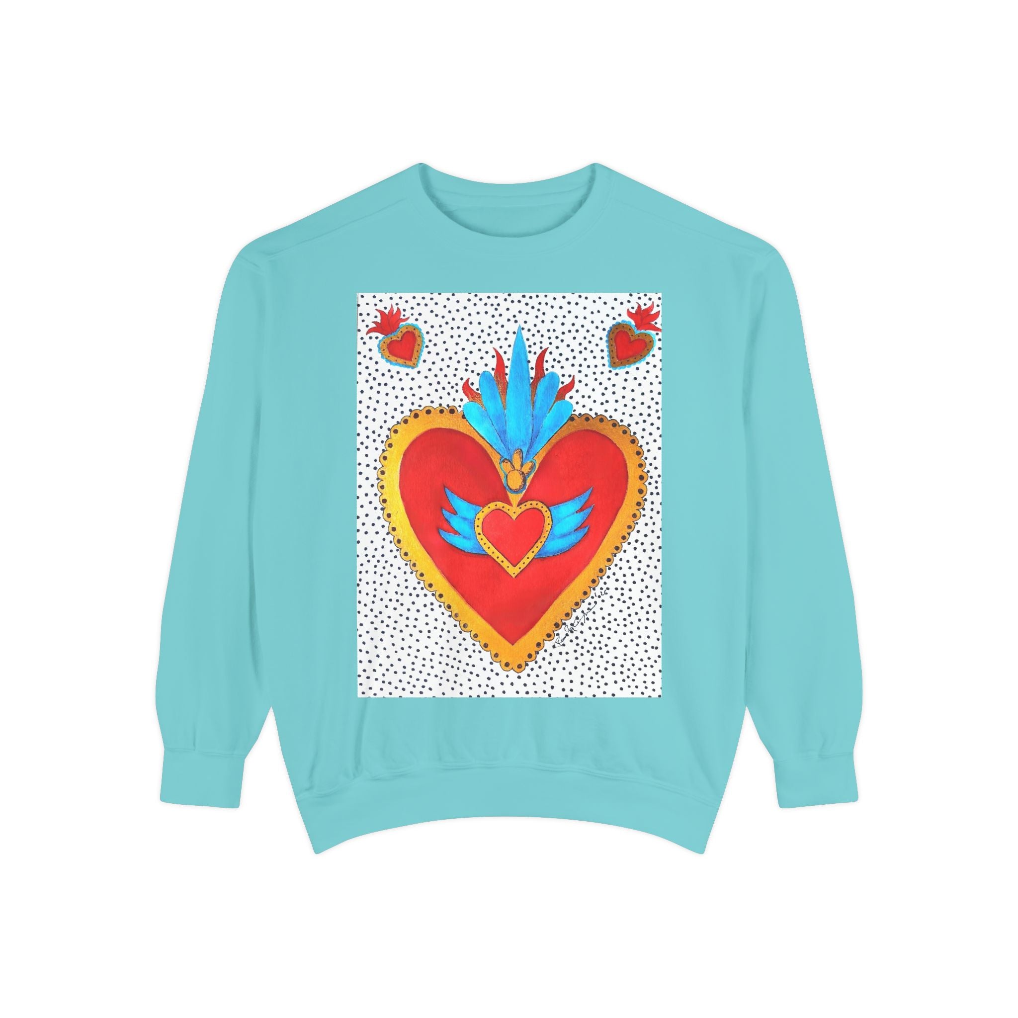Sacred Heart Sweatshirt — Colorful Folk Art Heart Crewneck