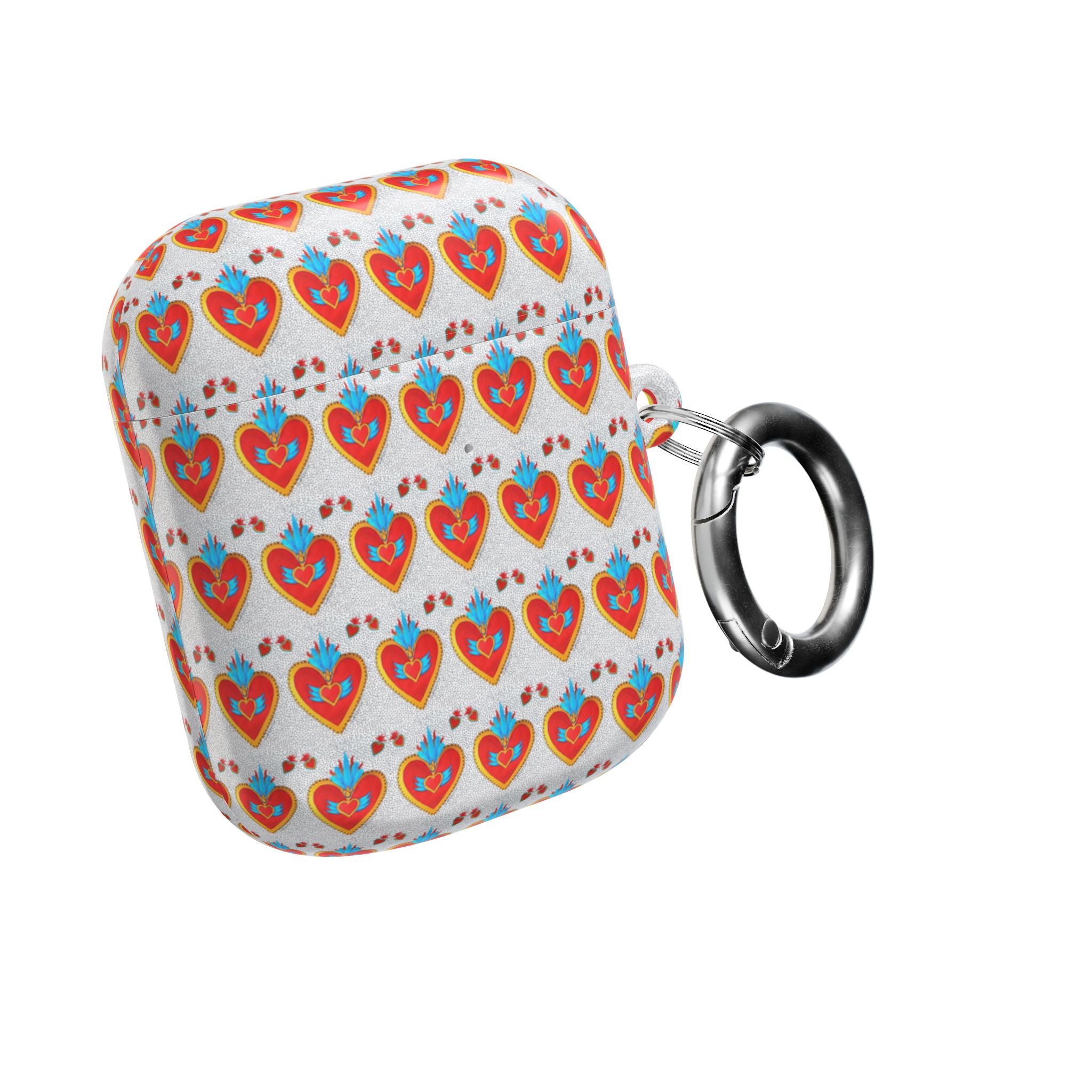 Heart Pattern AirPod Case — Colorful Folk Art Hearts Protective Cover