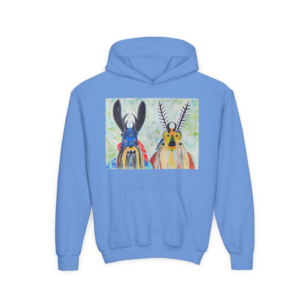 Youth Hoodie — Colorful Folk Art Animal Masks Pullover