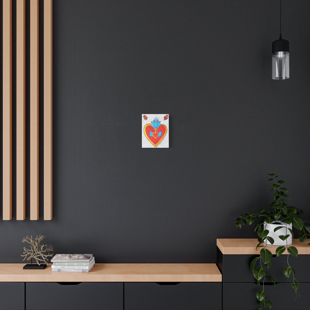 "Corazon de hojalata" Tableau imprimé Cœur Sacré d'art populaire — Décoration murale Cœur rouge et or éclatant