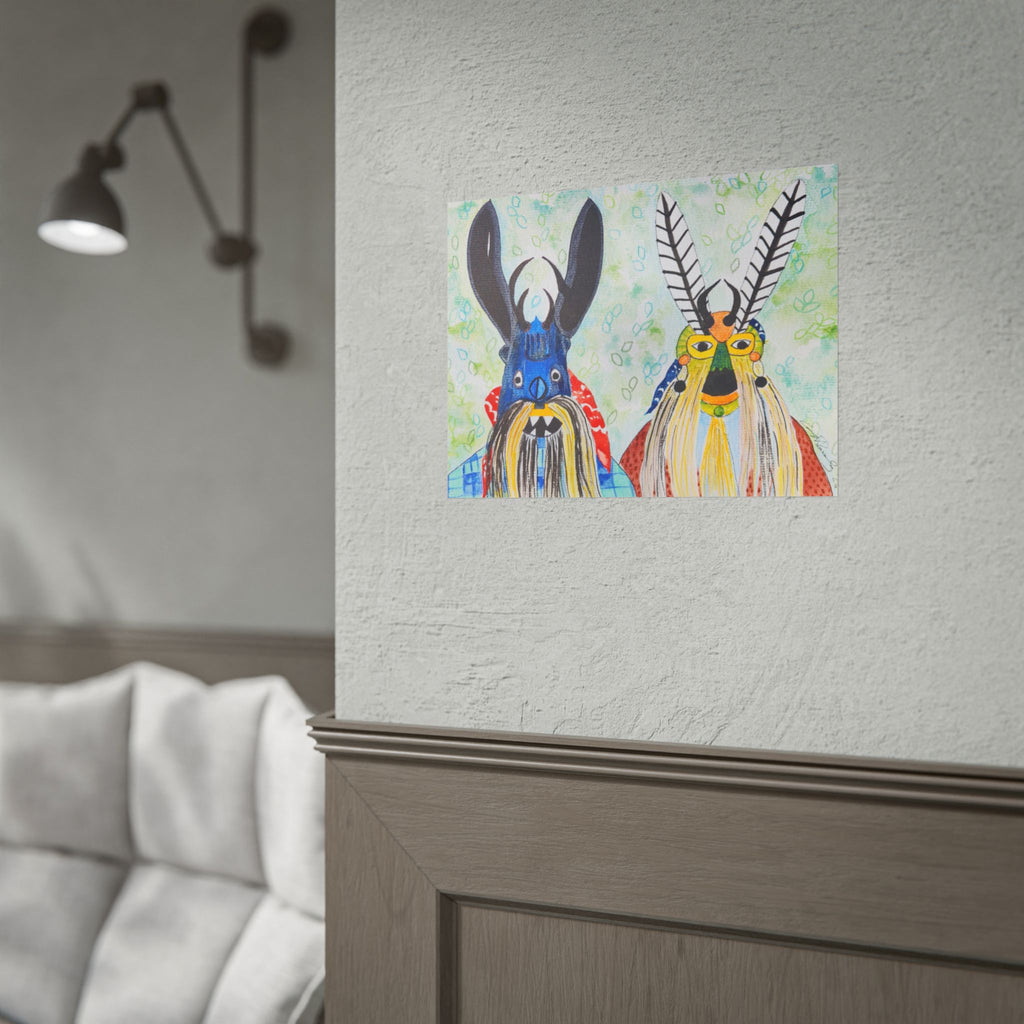 Rolled Poster — Colorful Folk Mask Art Print