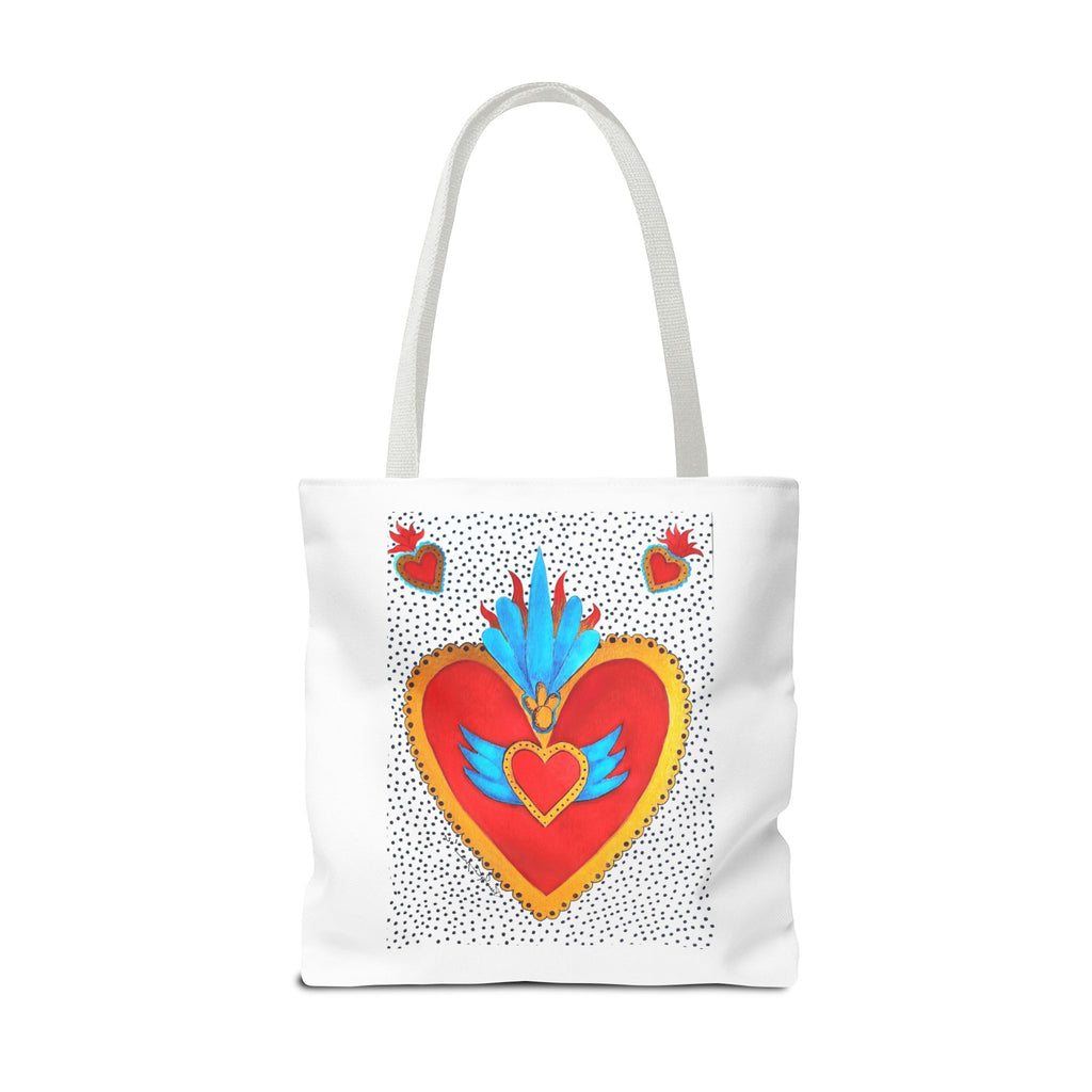 Sacred Heart Tote Bag — Colorful Folk Art Heart Design