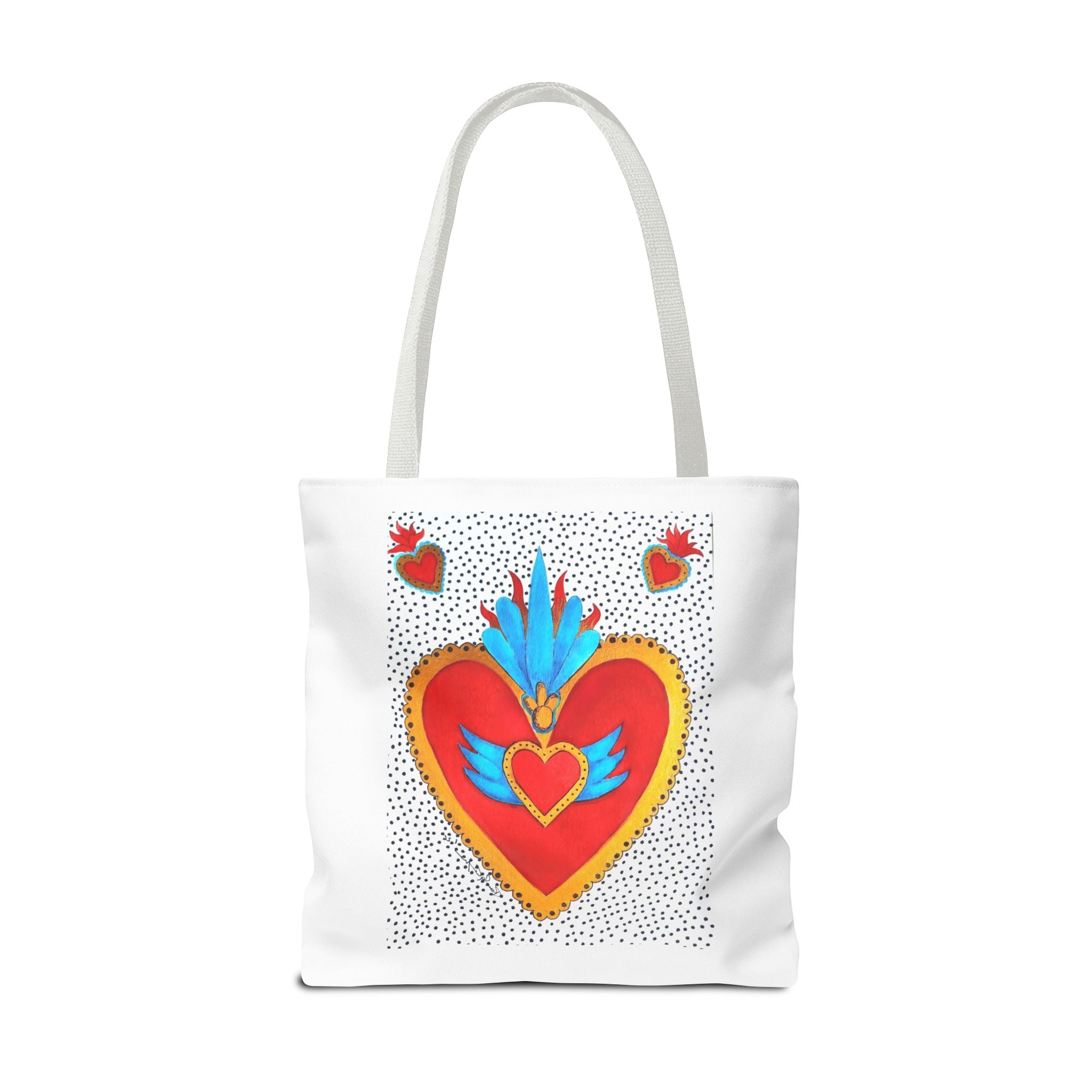 Sacred Heart Tote Bag — Colorful Folk Art Heart Design