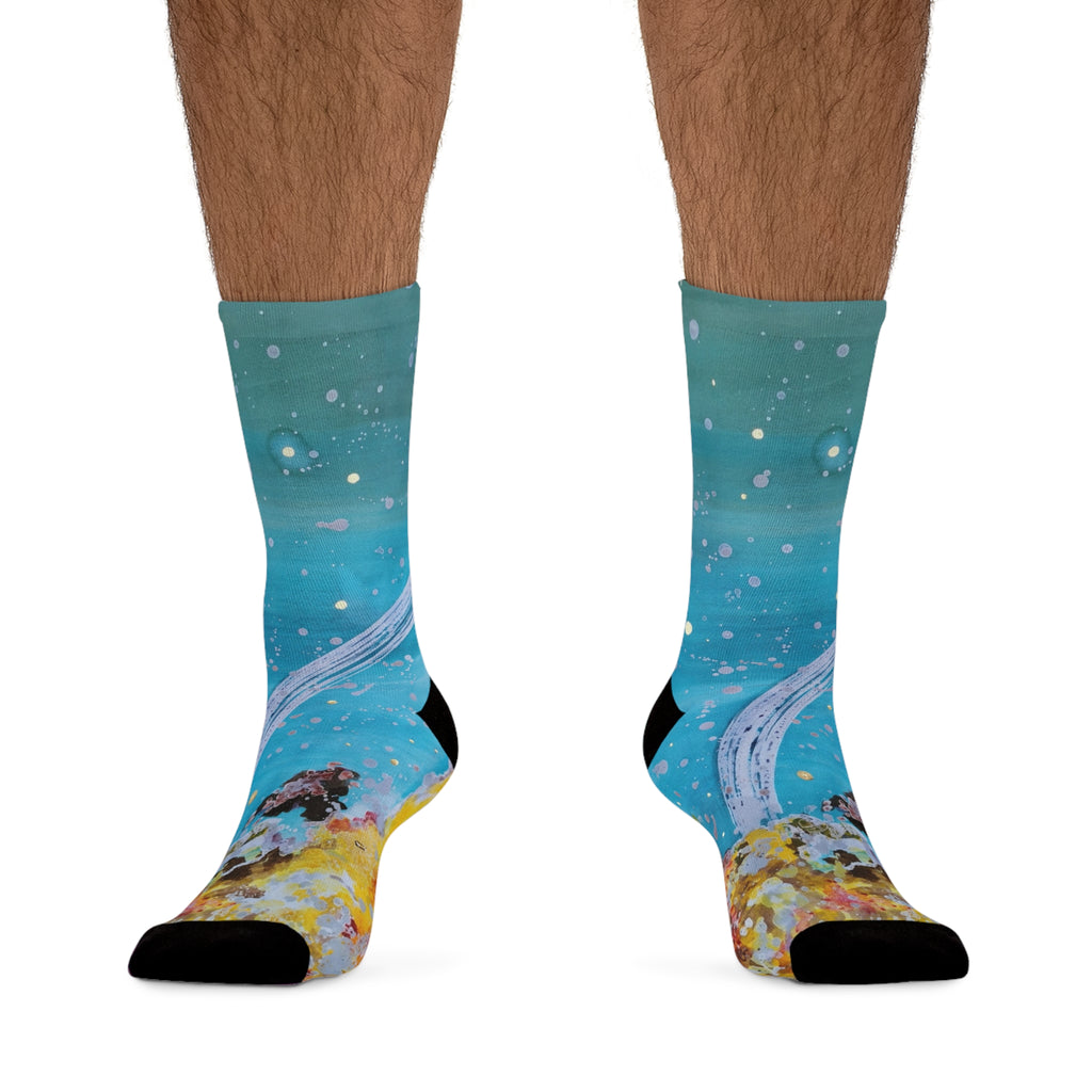 Ocean Whale Crew Socks — Recycled Poly Aquatic Print Socks