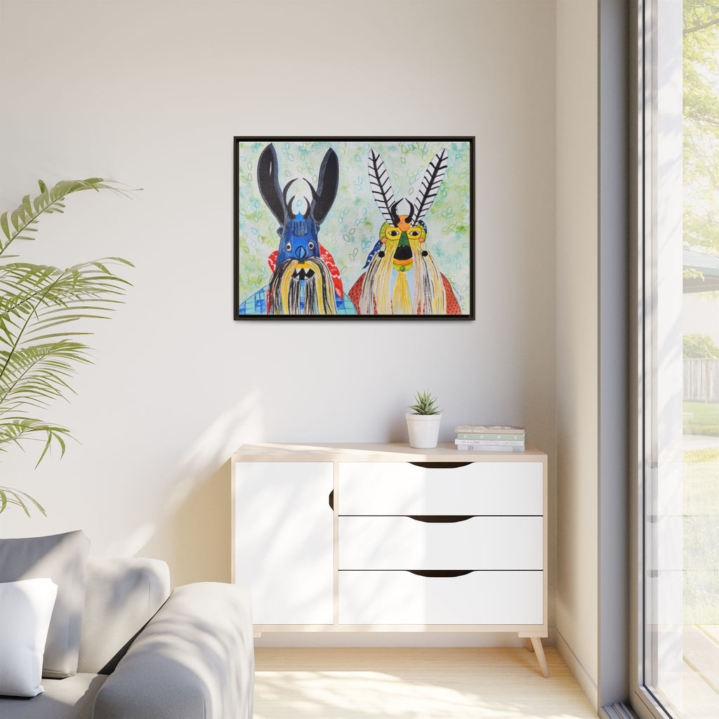 Colorful Folk Mask Matte Canvas Print (Framed)