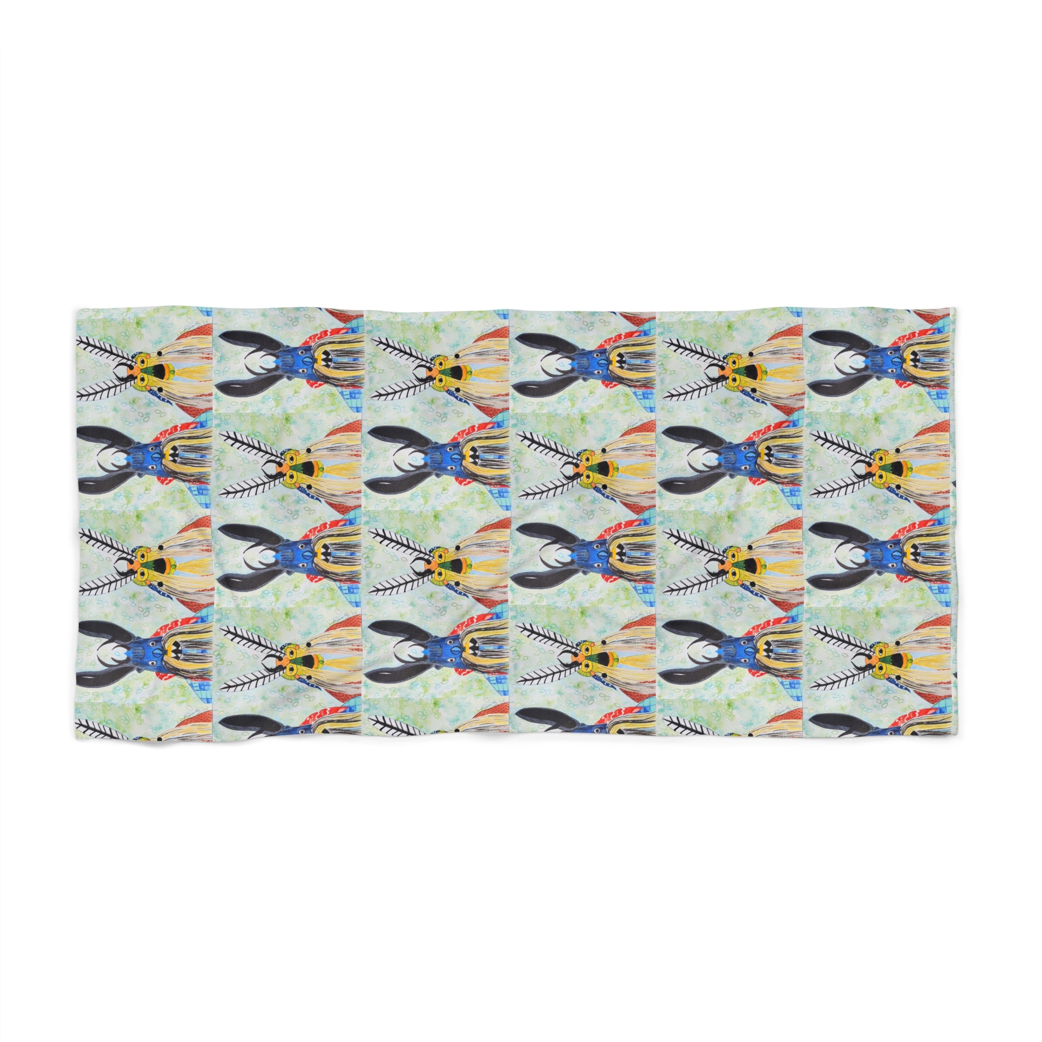 Colorful Toucan Pattern Beach Towel — Tropical Bird Print Summer Towel