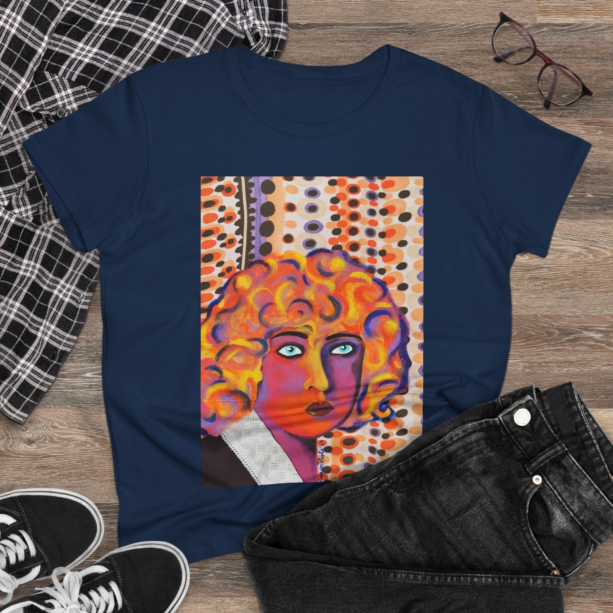 Artistic Nahui Olin Portrait Tee — Vibrant Pop Art Woman Graphic T‑Shirt