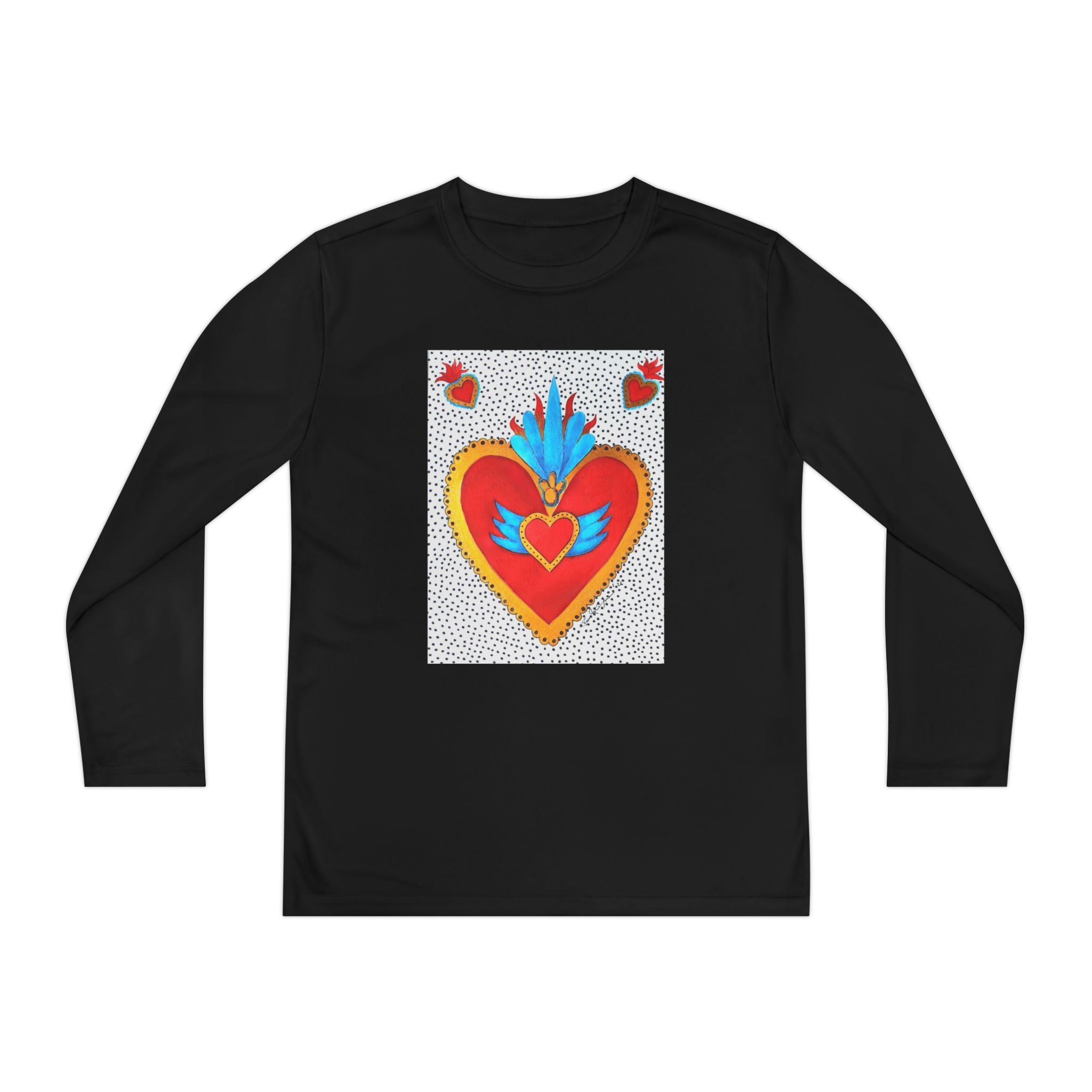 Youth Long Sleeve Tee — Vibrant Sacred Heart Graphic