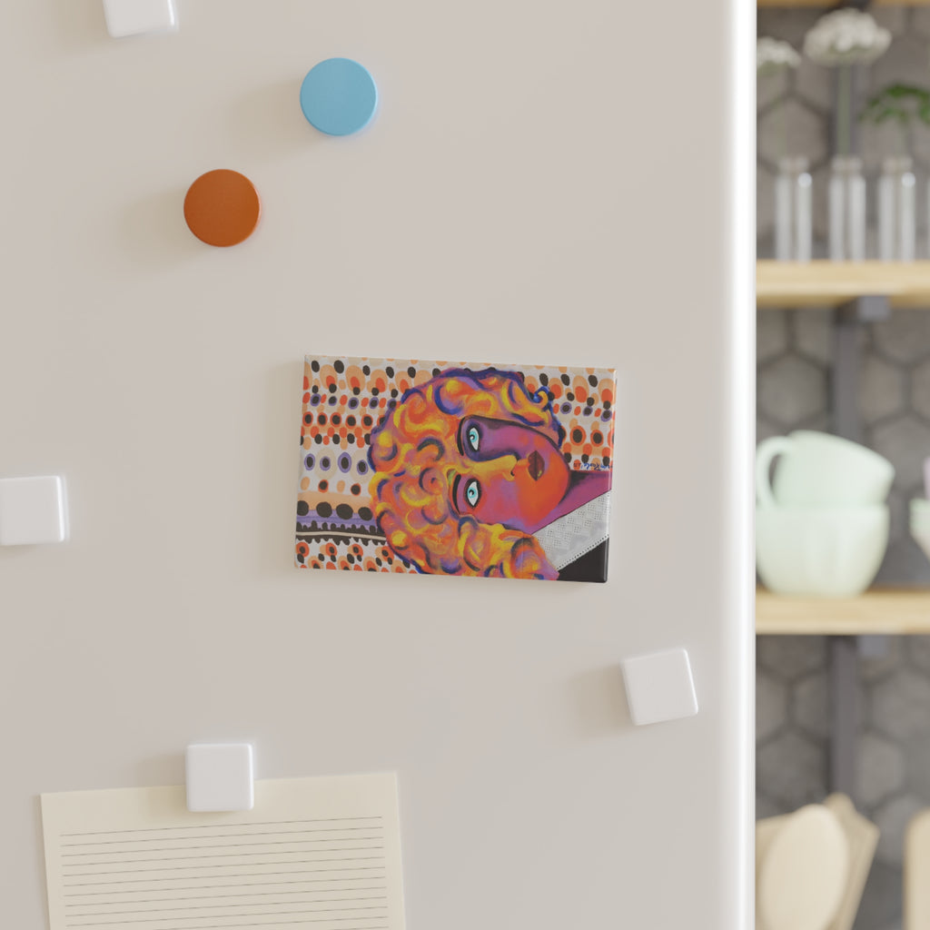 Retro Pop Art Rectangle Magnet Portrait of Nahui Olin — Colorful Woman Portrait