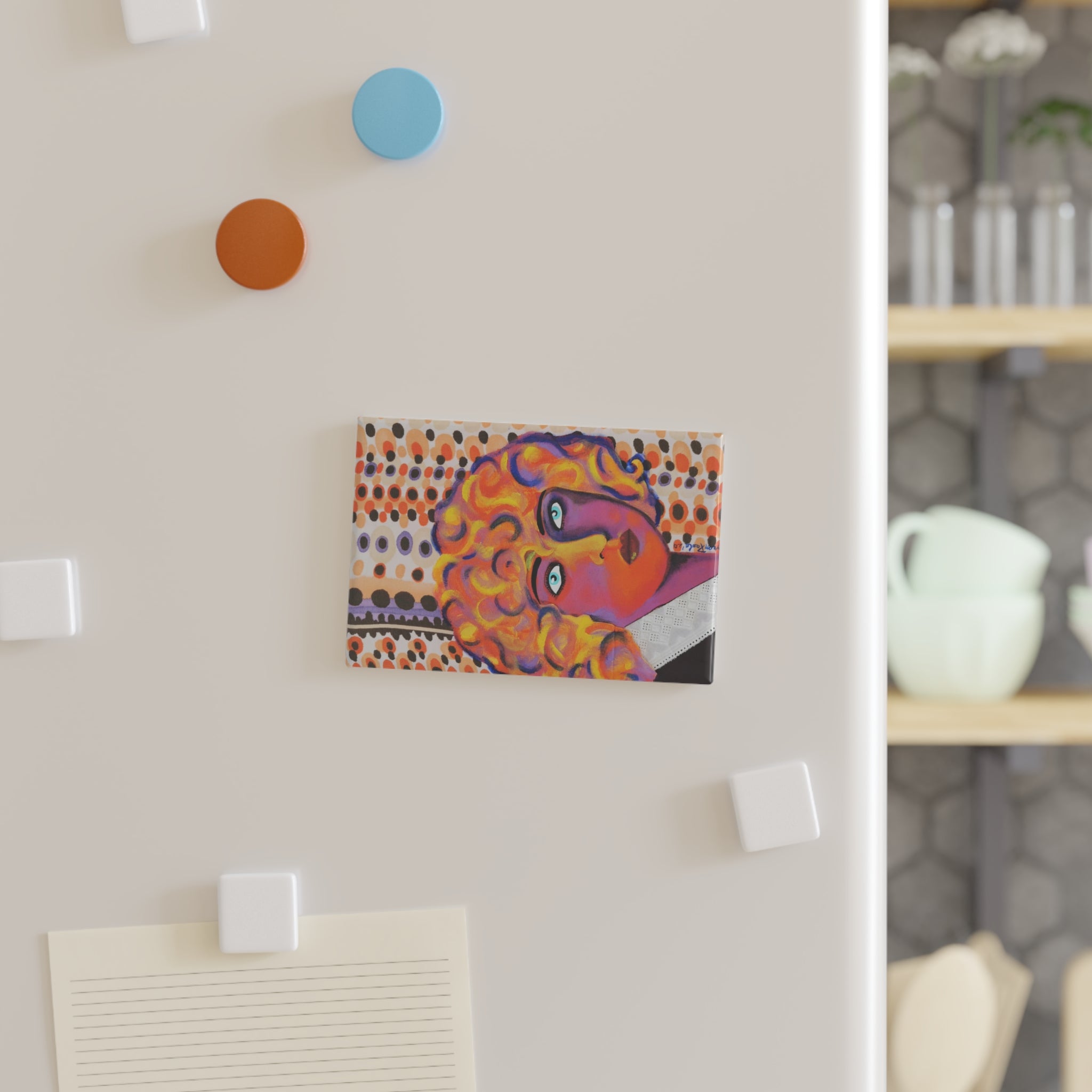 Retro Pop Art Rectangle Magnet Portrait of Nahui Olin — Colorful Woman Portrait