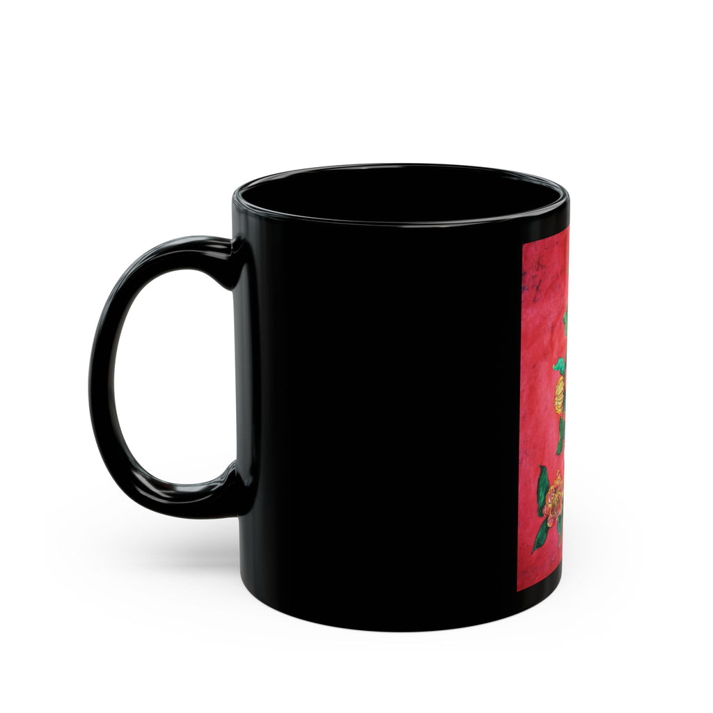 Anatomical Spine & Flowers Black Mug – Gothic Floral Coffee Cup (11oz/15oz)