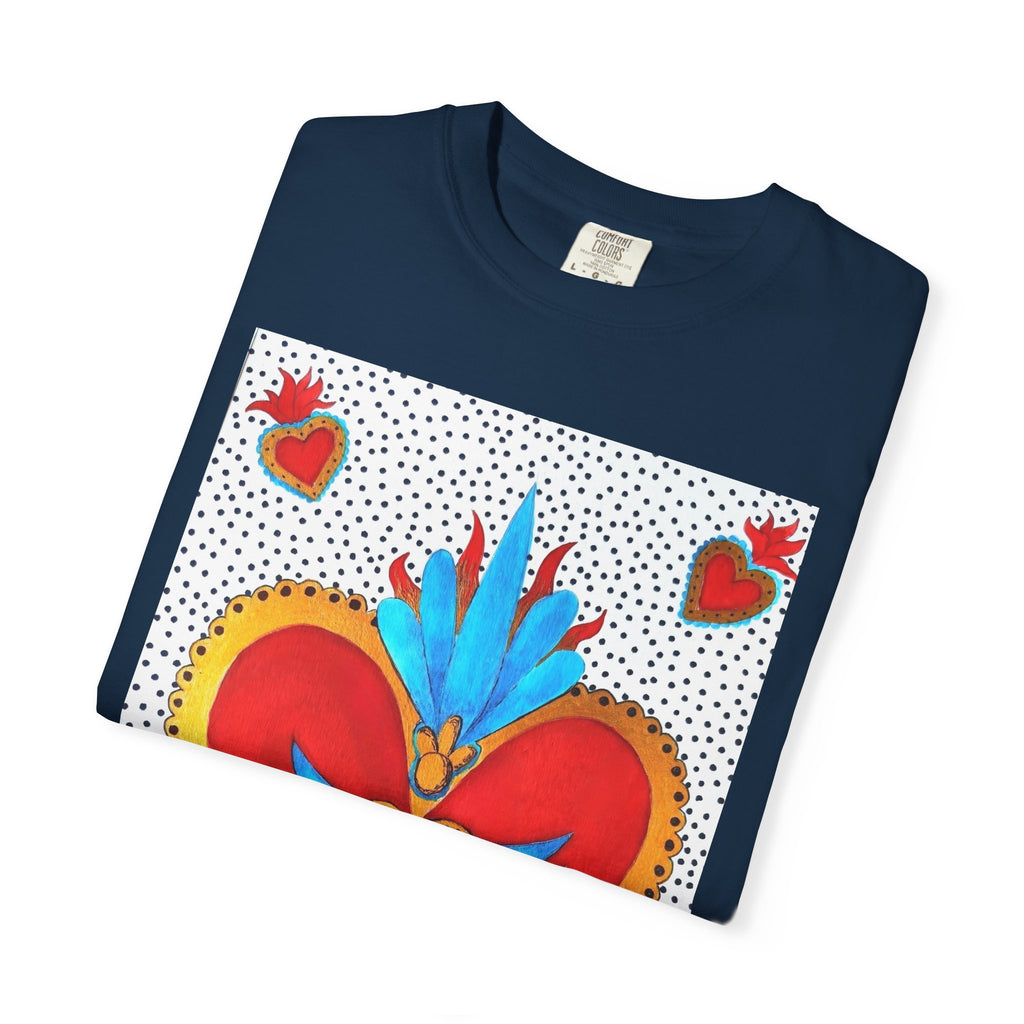 T-shirt Cœur Sacré ailé — Motif d'art populaire mexicain coloré