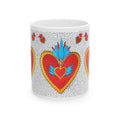 Heart Folk Art Ceramic Mug — Vibrant Sacred Heart Design (11oz & 15oz)