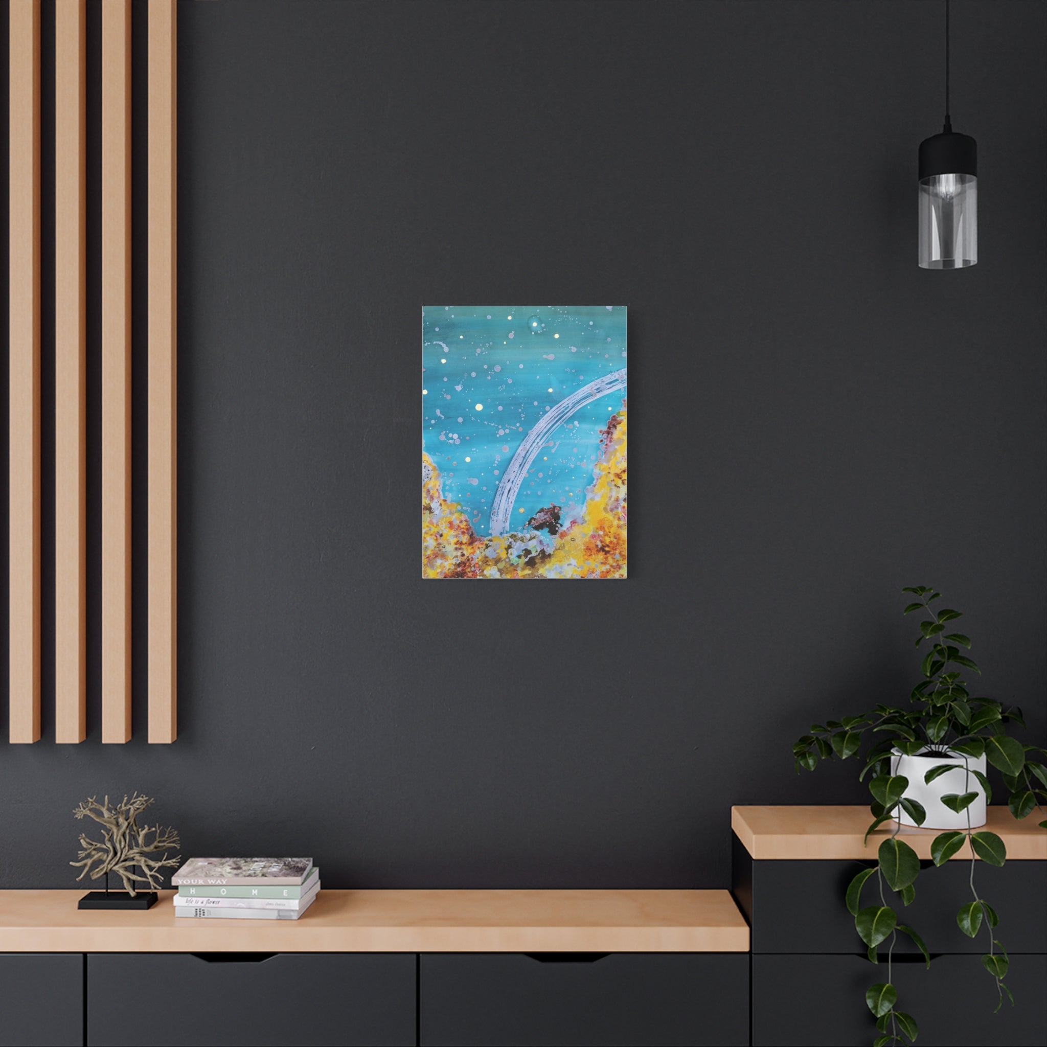 Abstract Ocean Arch Canvas - Teal & Gold Wall Art