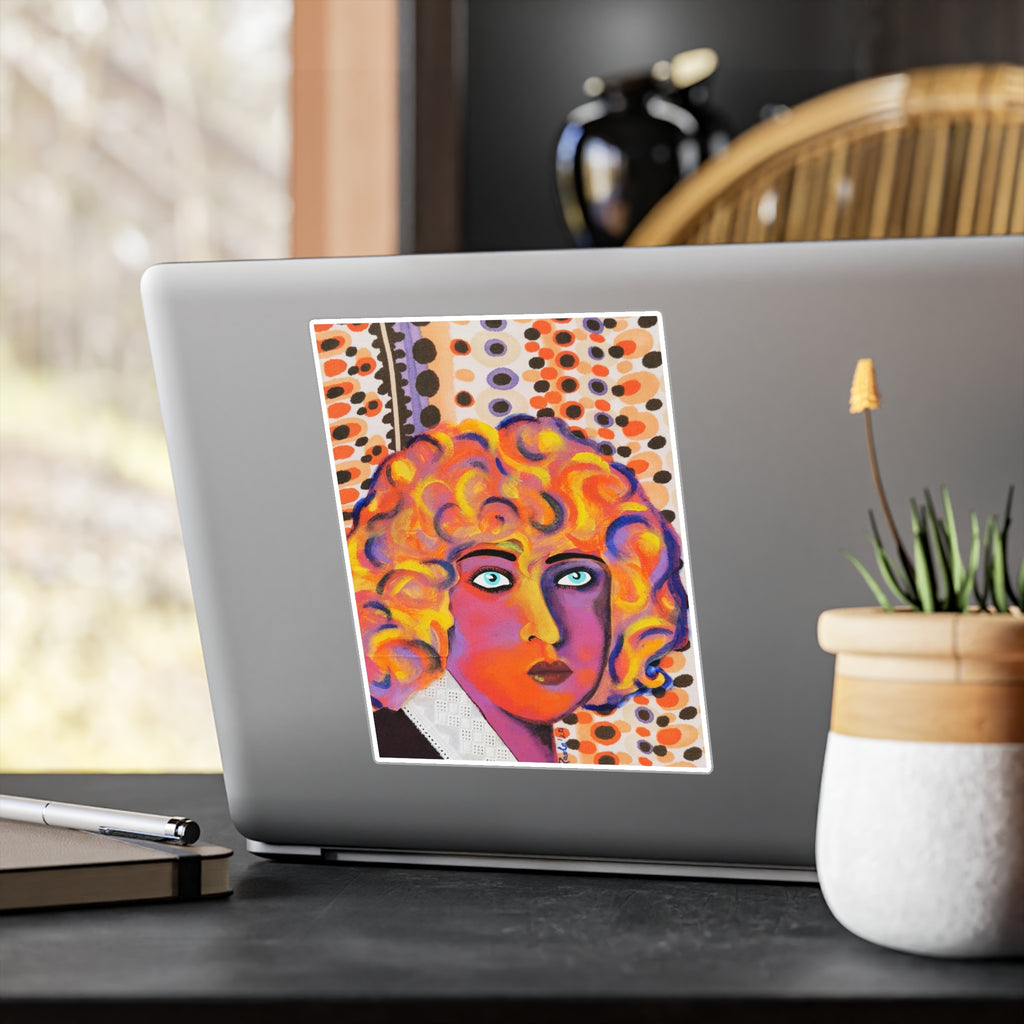 Retro Pop Art Face Vinyl Sticker – Kiss-Cut Decorative Decal