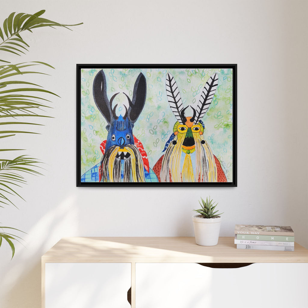 Colorful Folk Mask Matte Canvas Print (Framed)