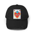 Distressed Cap — Sacred Flaming Heart Patch Baseball Hat