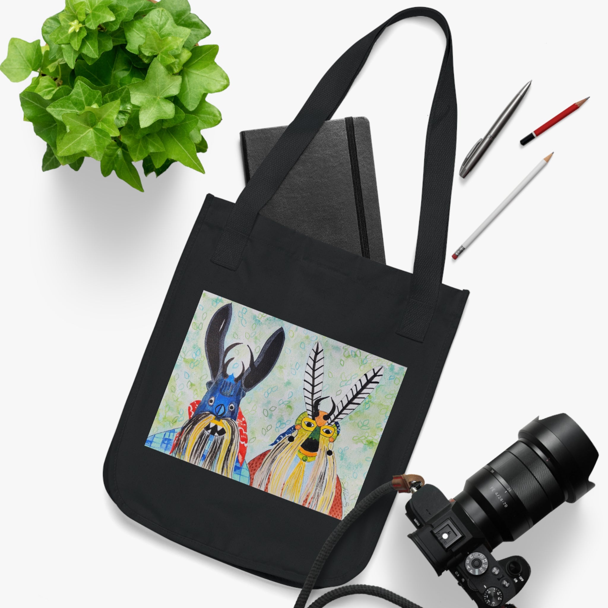 Tote Bag — Colorful Folk Art Animal Portraits Canvas Tote