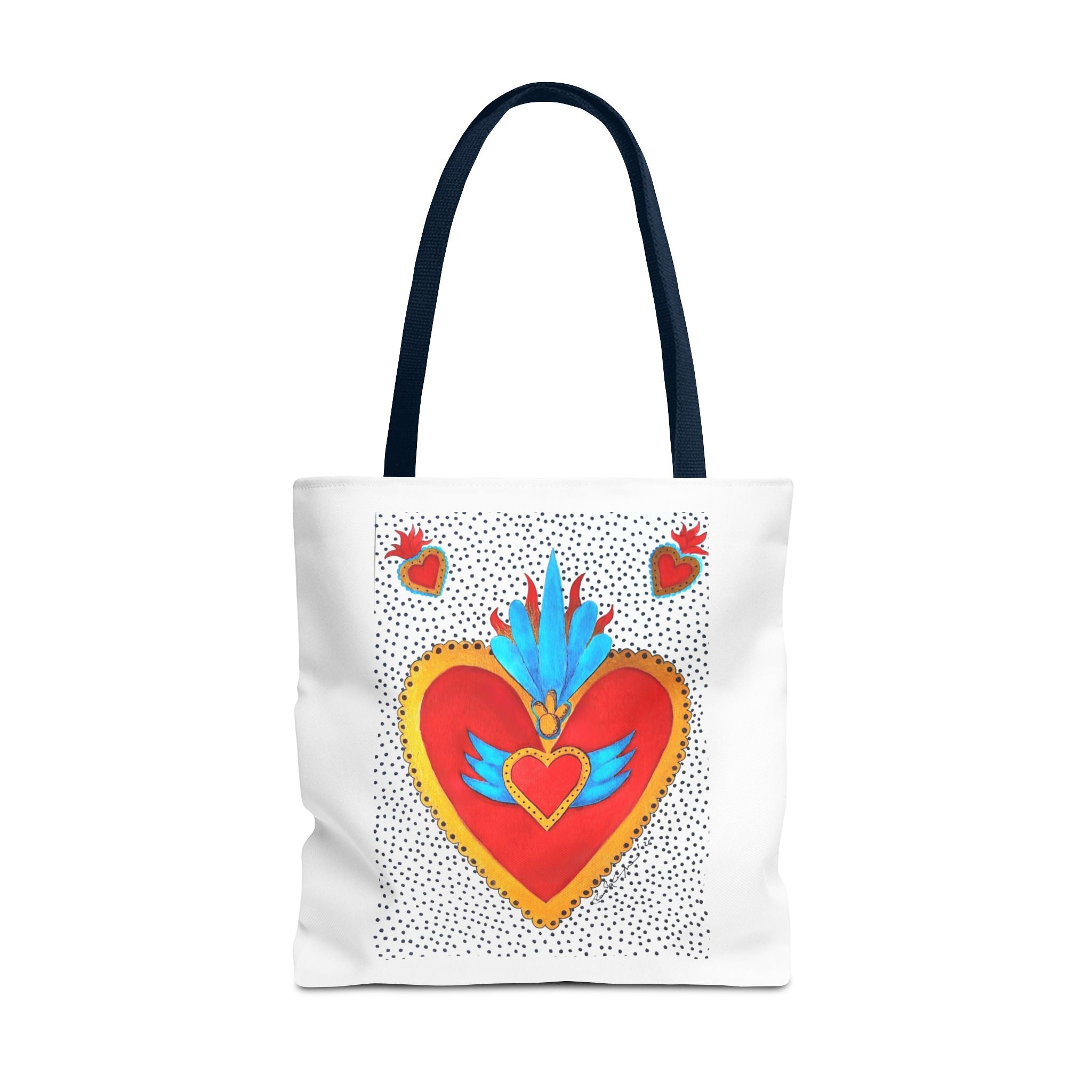 Sacred Heart Tote Bag — Colorful Folk Art Heart Design