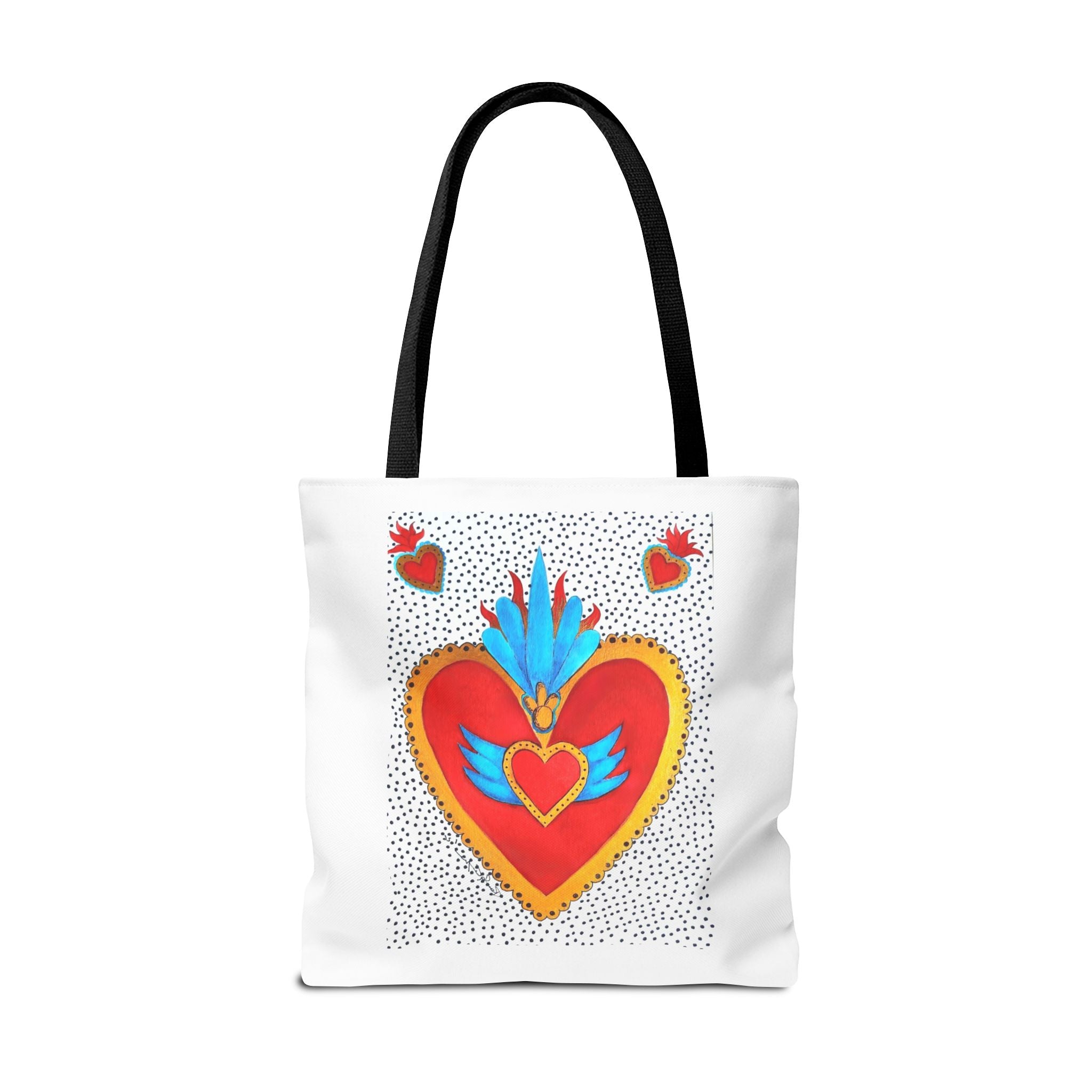 Sacred Heart Tote Bag — Colorful Folk Art Heart Design