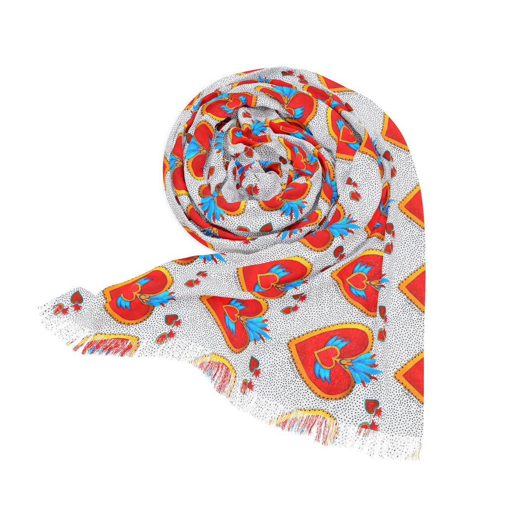 Foulard léger – Écharpe de printemps légère à motif cœur rétro