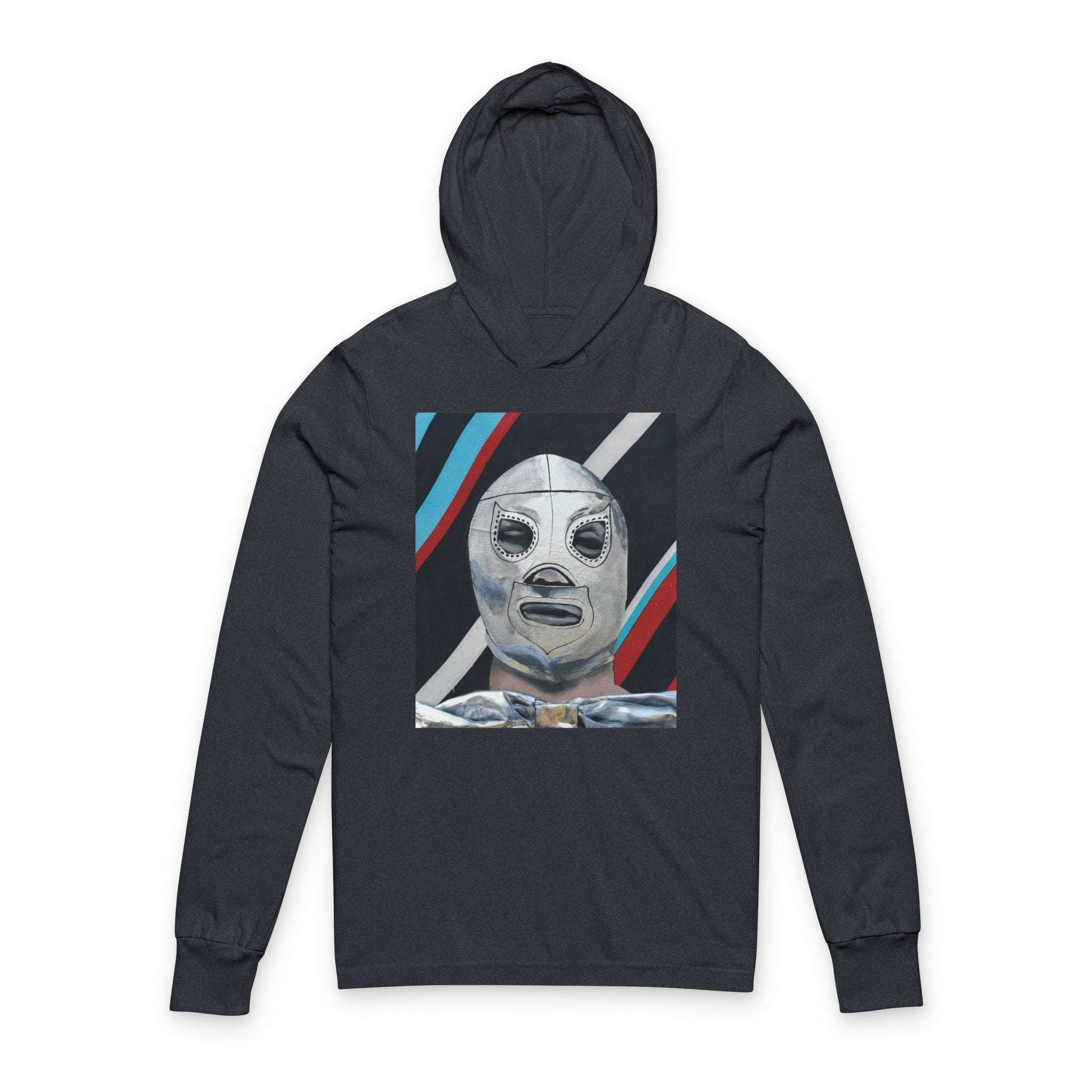 "El Santo" Luchador Mask Hooded Long Sleeve Tee — Retro Wrestling Poster Graphic