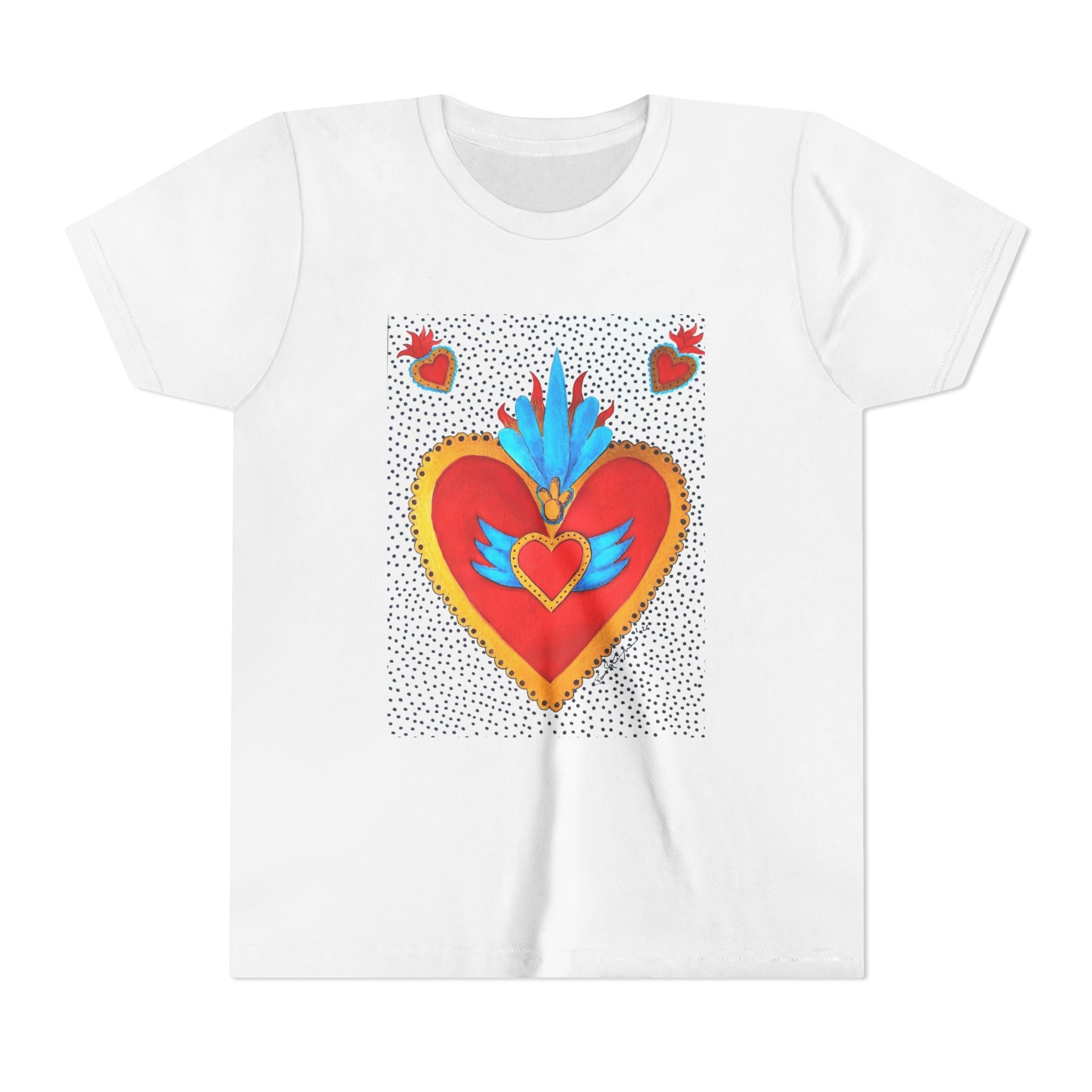 Youth Tee — Colorful Sacred Heart Graphic Kids Shirt