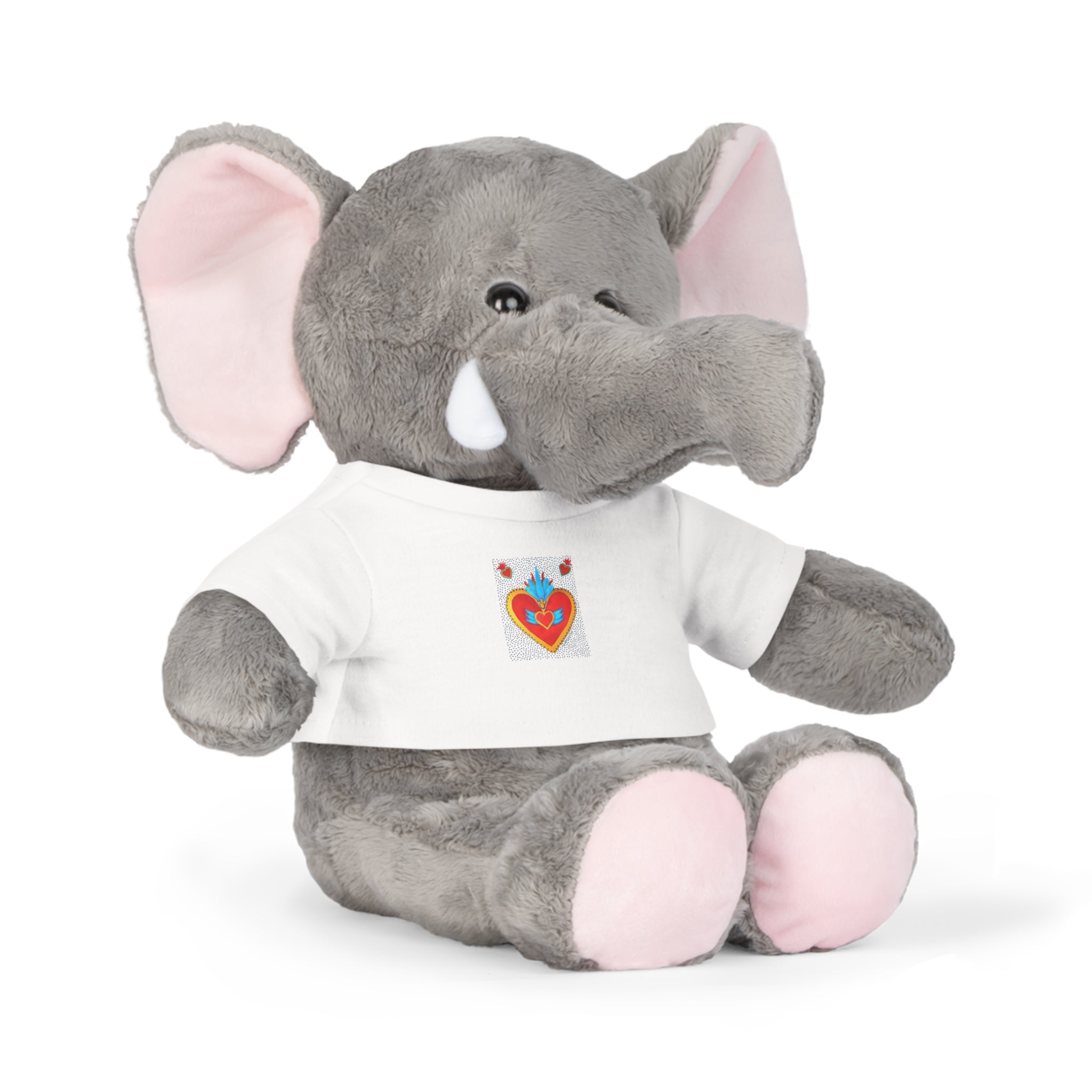 Valentine Heart Folk Art Plush Bear with T‑Shirt