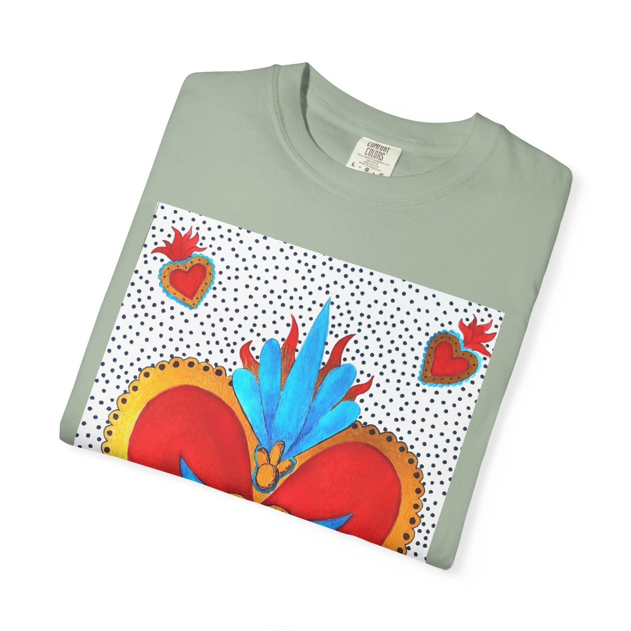 Winged Sacred Heart T-Shirt — Colorful Mexican Folk Art Graphic