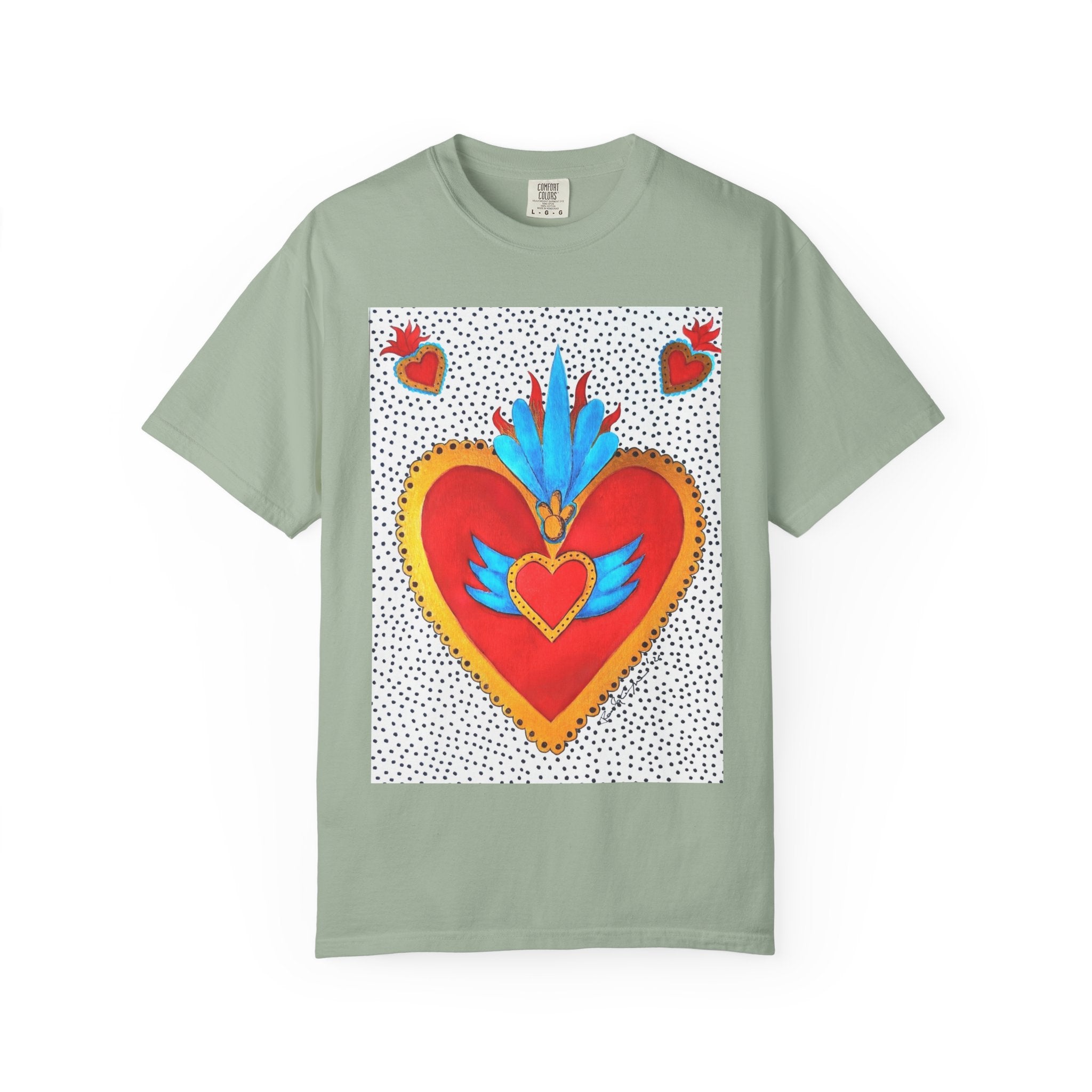 Winged Sacred Heart T-Shirt — Colorful Mexican Folk Art Graphic