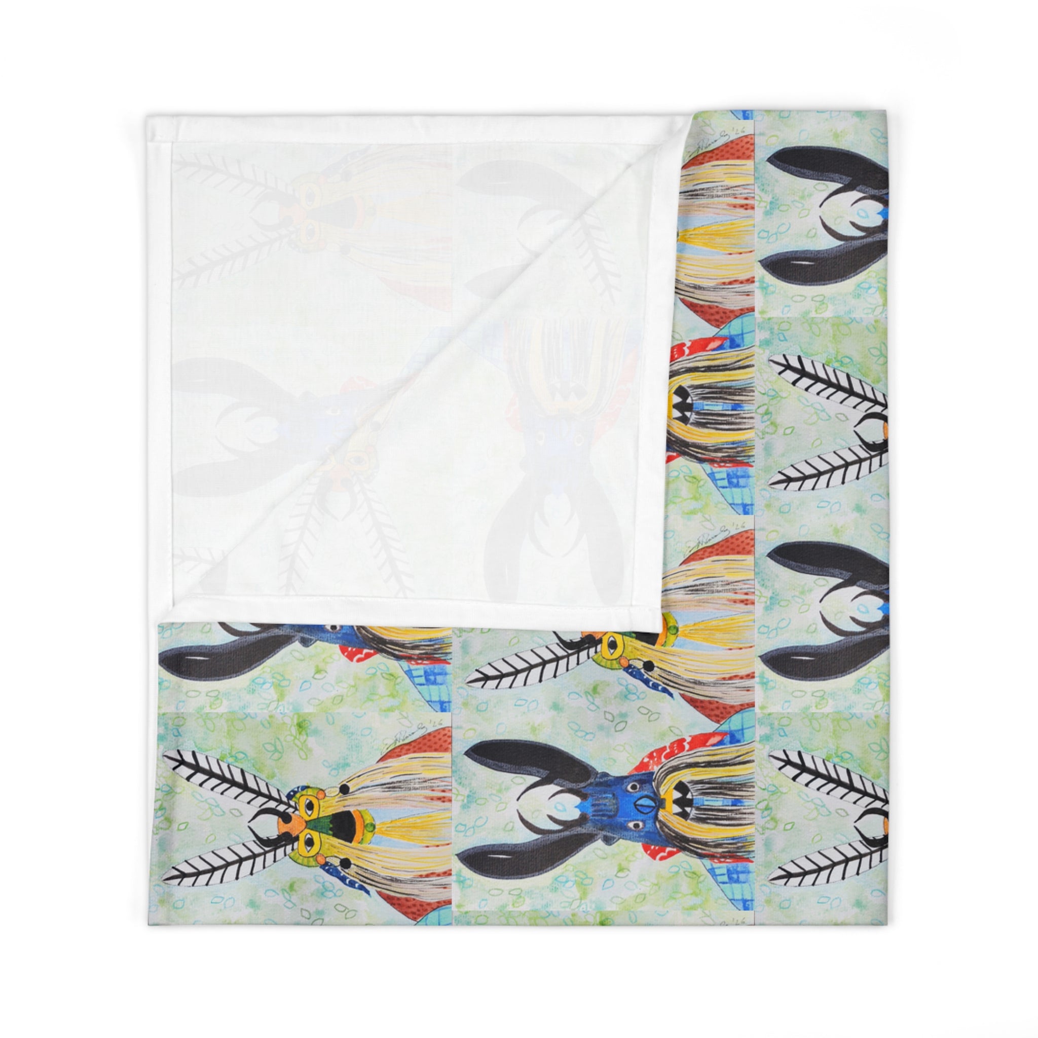 Baby Swaddle Blanket — Colorful Tribal Bunny Pattern Newborn Swaddle