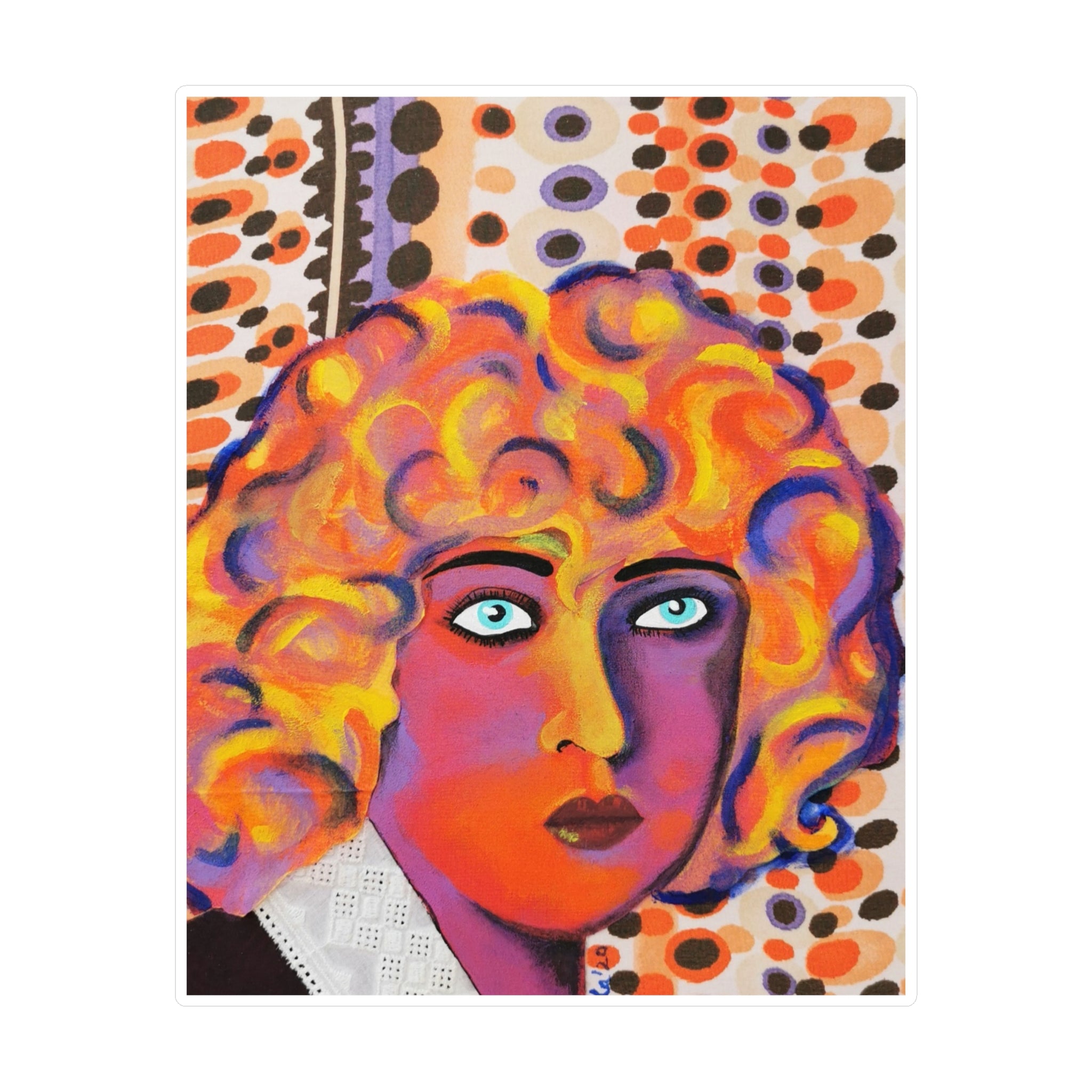 Retro Pop Art Face Vinyl Sticker – Kiss-Cut Decorative Decal