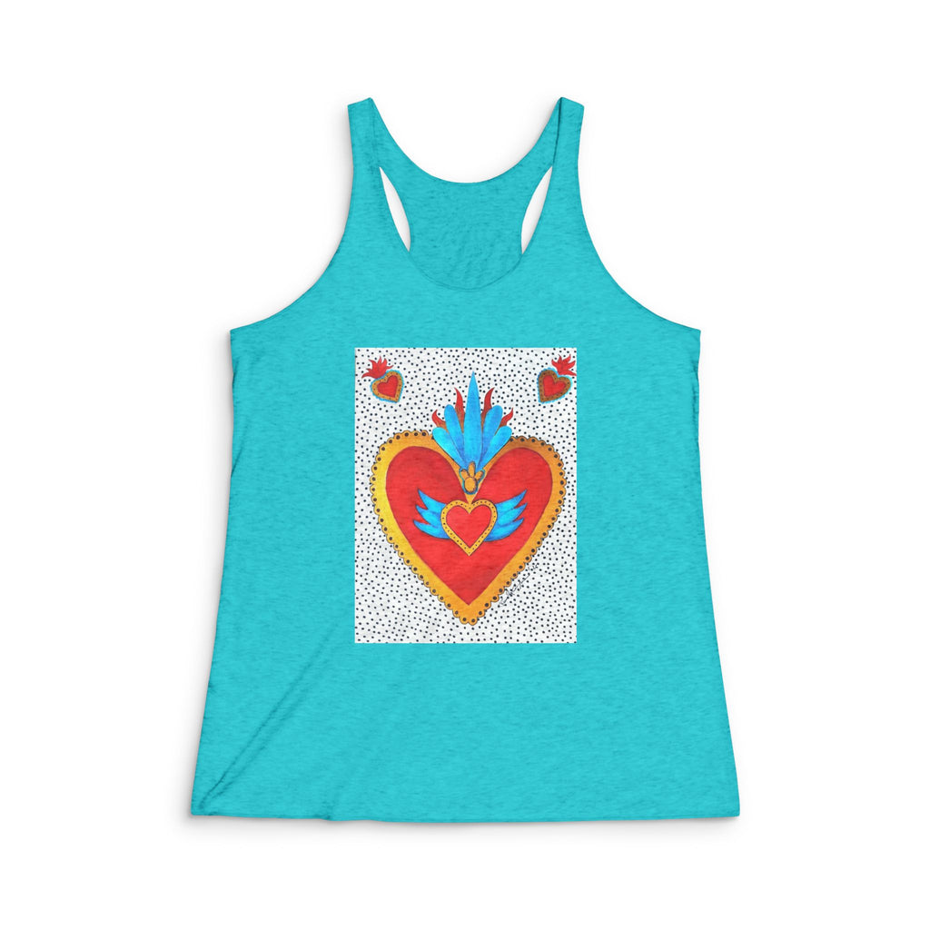 "Corazon de hojalata" Heart Racerback Tank â€” Bold Folk Art Valentine Top