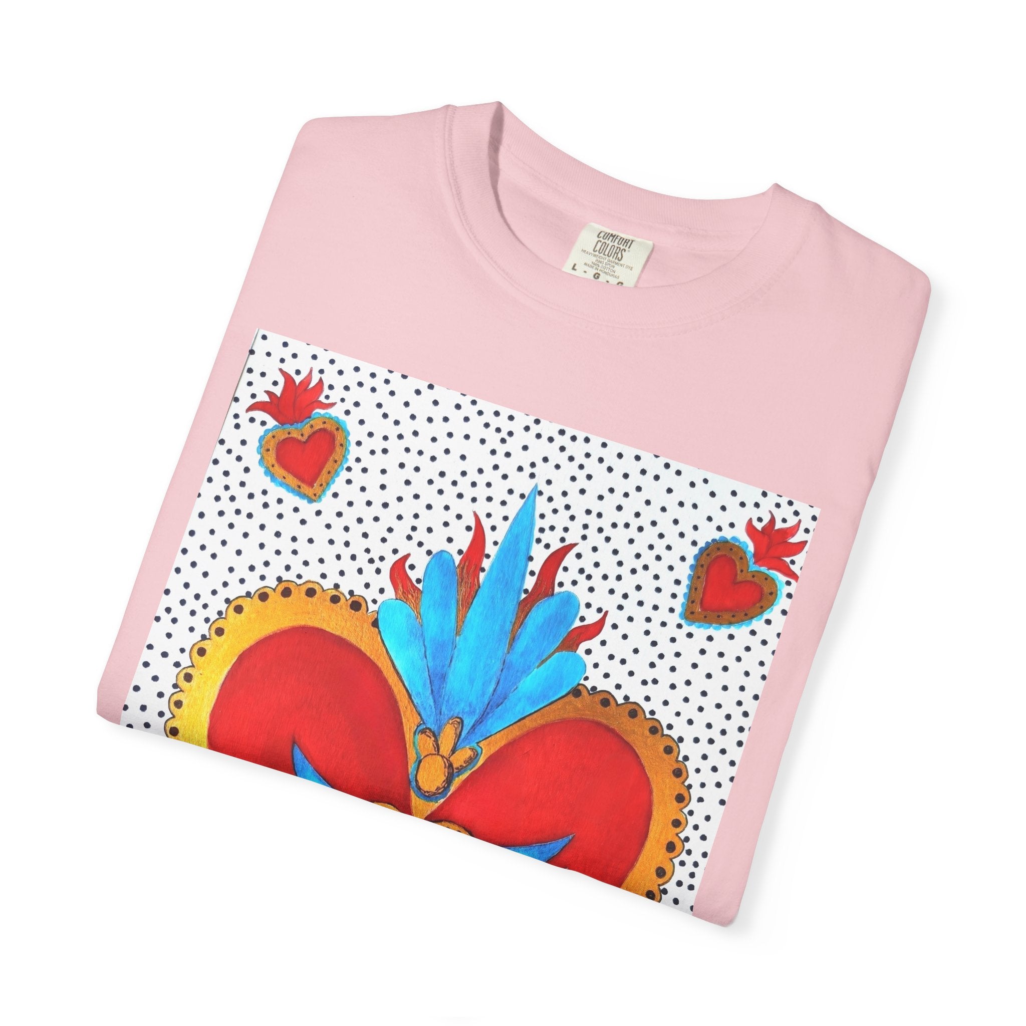 T-shirt Cœur Sacré ailé — Motif d'art populaire mexicain coloré