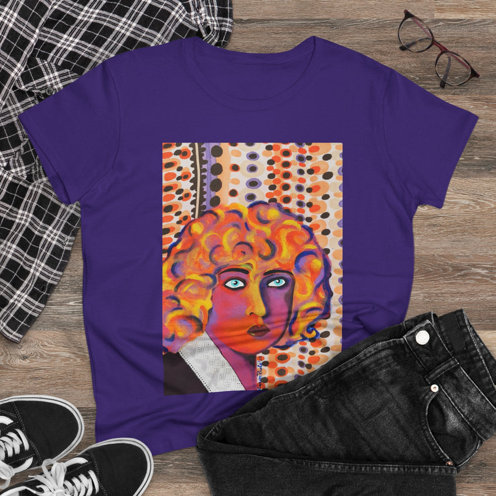 Artistic Nahui Olin Portrait Tee — Vibrant Pop Art Woman Graphic T‑Shirt