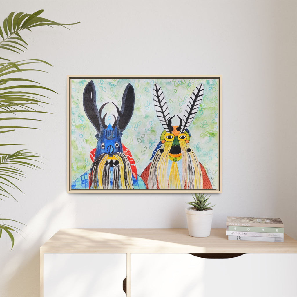 Colorful Folk Mask Matte Canvas Print (Framed)